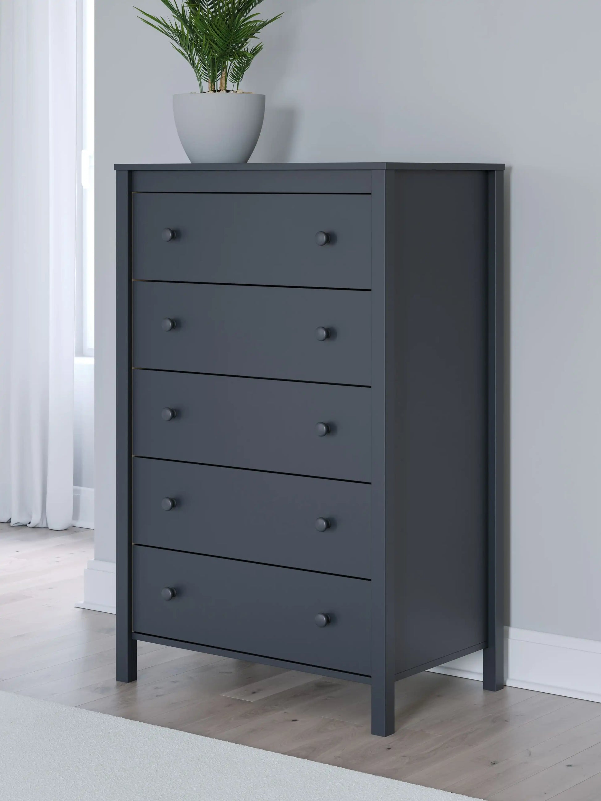 Simmenfort - Five Drawer Chest - Navy Blue - Best Buy Furniture