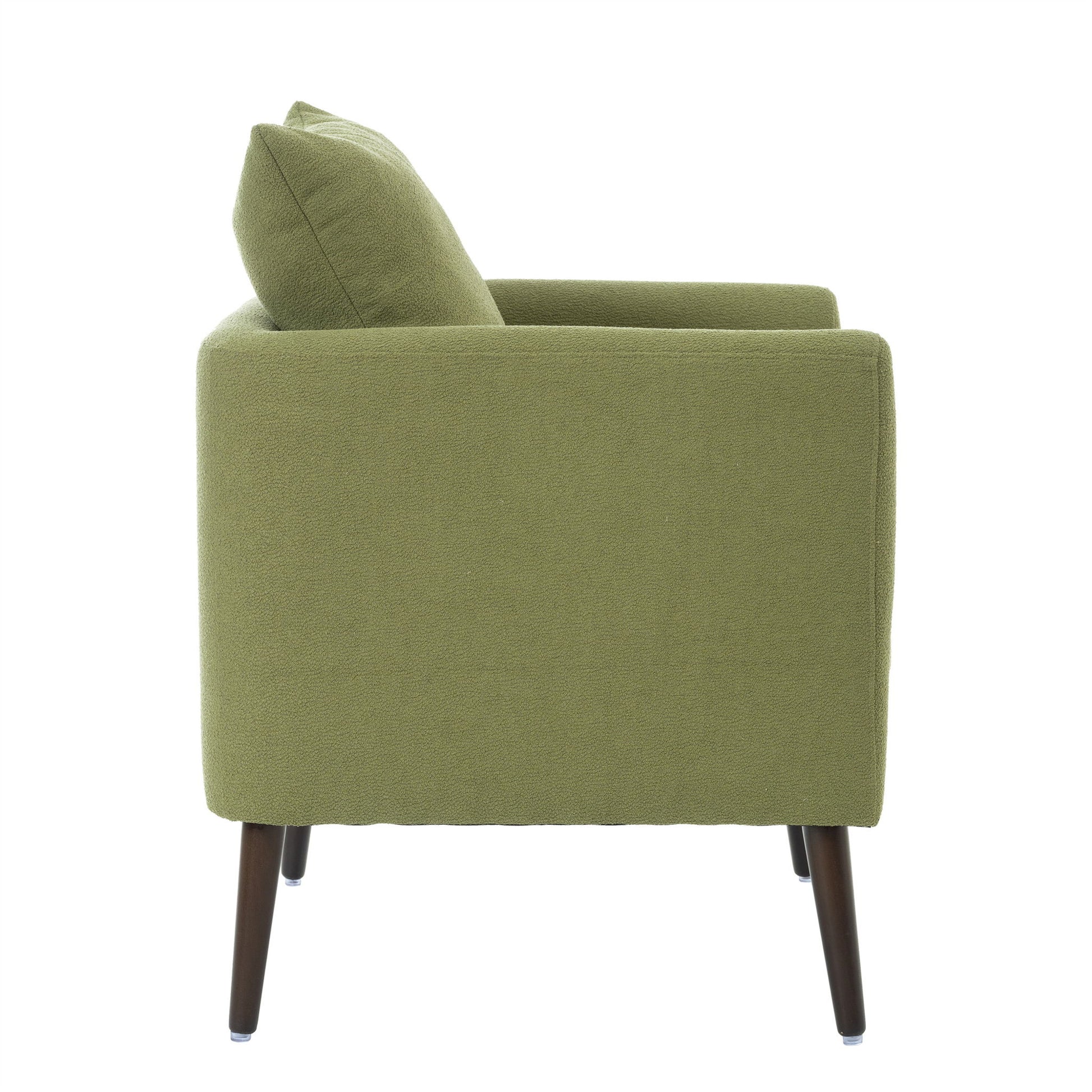 Barrel Chair, Modern Accent Chair, Fabric Armchair Club Chair, Upholstered Arm Chair With Solid Wood Legs, Waist Pillow, Padded Single Chair For Living Room / Bedroom / Study / Waiting Room - Olive Green - Best Buy Furniture