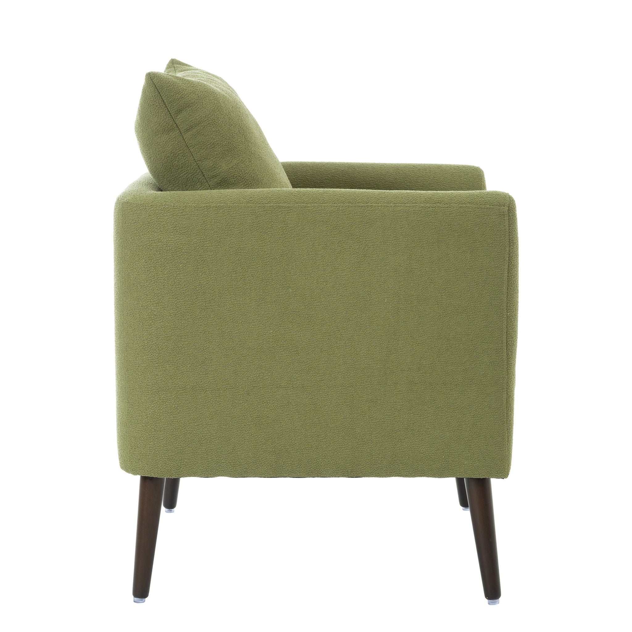 Barrel Chair, Modern Accent Chair, Fabric Armchair Club Chair, Upholstered Arm Chair With Solid Wood Legs, Waist Pillow, Padded Single Chair For Living Room / Bedroom / Study / Waiting Room - Olive Green - Best Buy Furniture