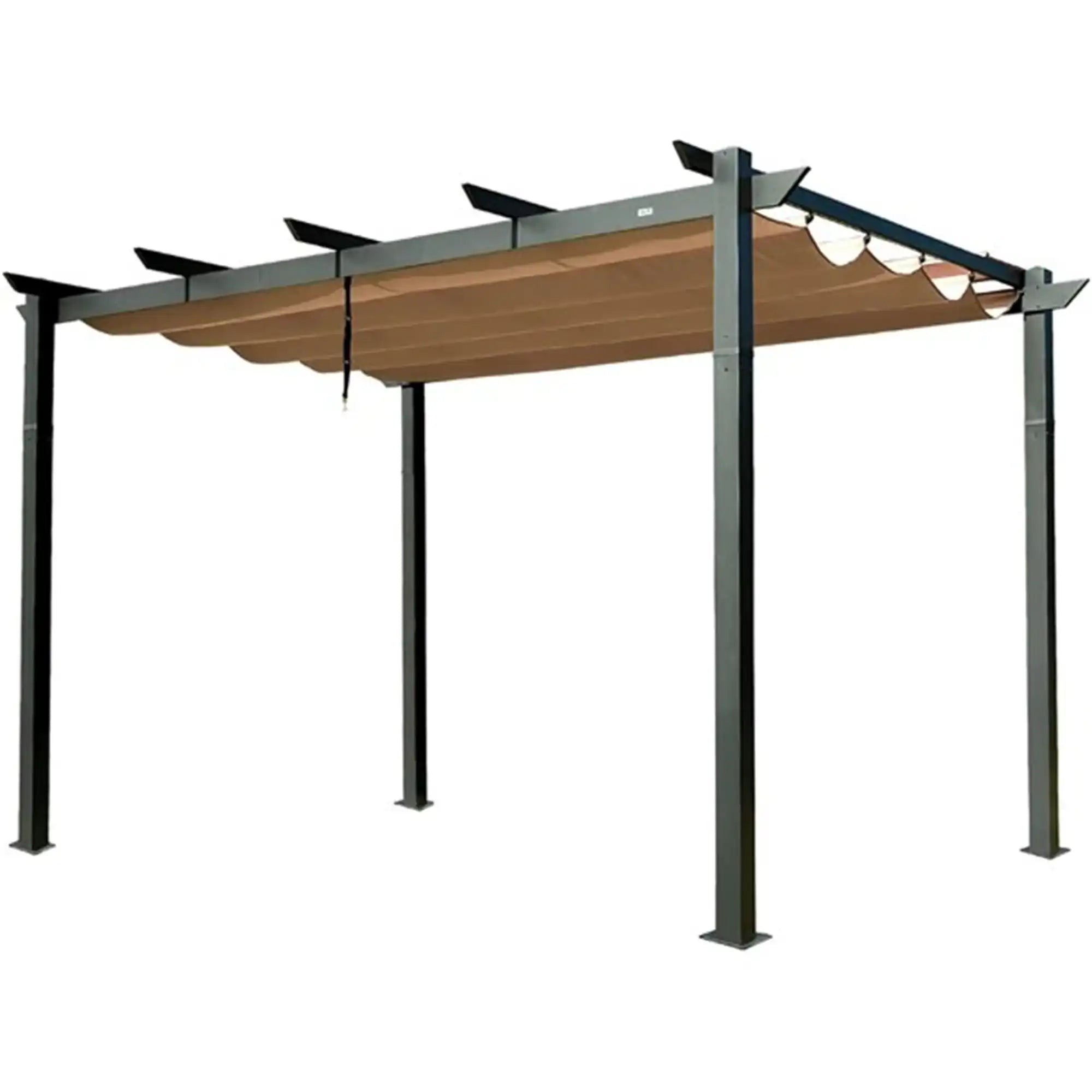 Aluminum Retractable Pergola with Weather-Resistant Canopy, Beige - Best Buy Furniture