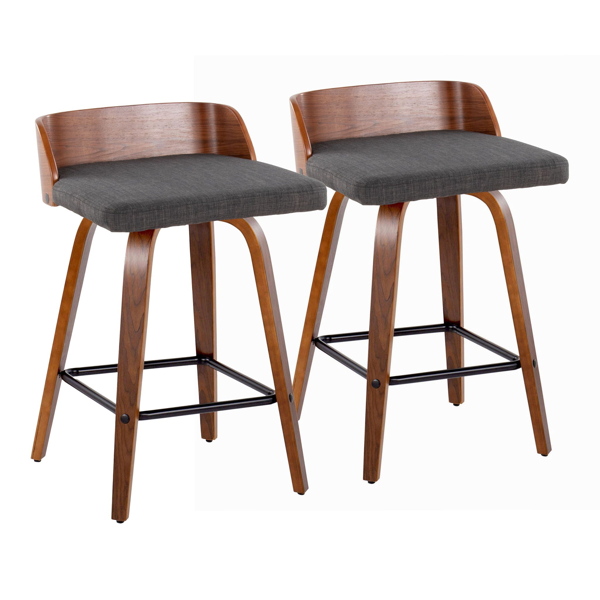 Maya - Mid Century Modern Fixed Height Counter Stool With Swivel And Square Footrest (Set of 2) - Best Buy Furniture