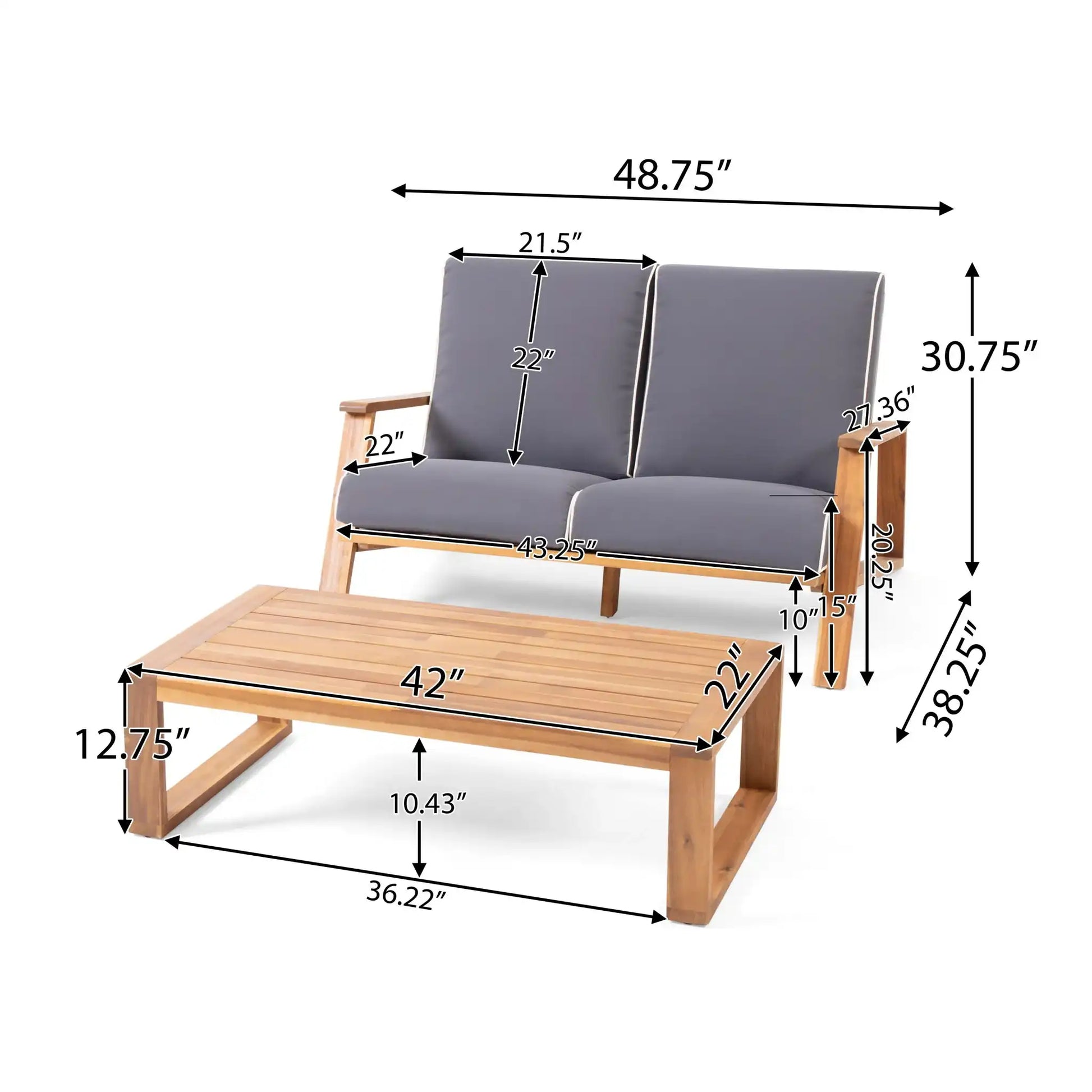 Paloma - Contemporary Loveseat And Coffee Table Set With Weather Resistant Cushions - Best Buy Furniture
