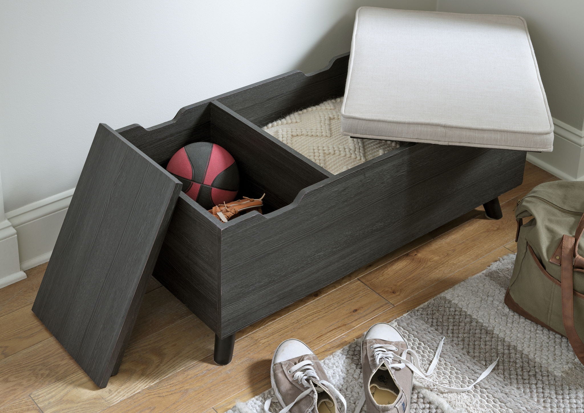 Yarlow - Storage Bench - Dark Gray - Best Buy Furniture