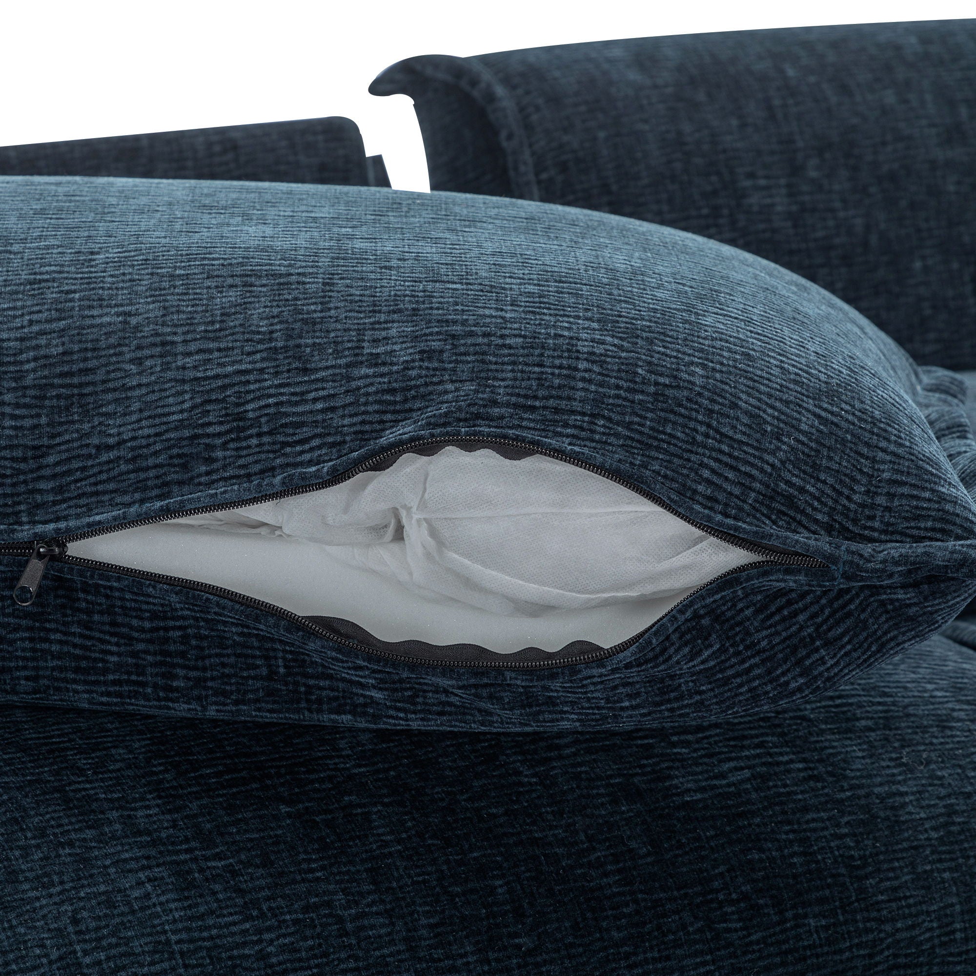 Sectional Sofa Chenille Upholstered Sofa With Two Removable Ottoman, Two USB Ports, Two Cup Holders And Large Storage Box For Living Room - Best Buy Furniture