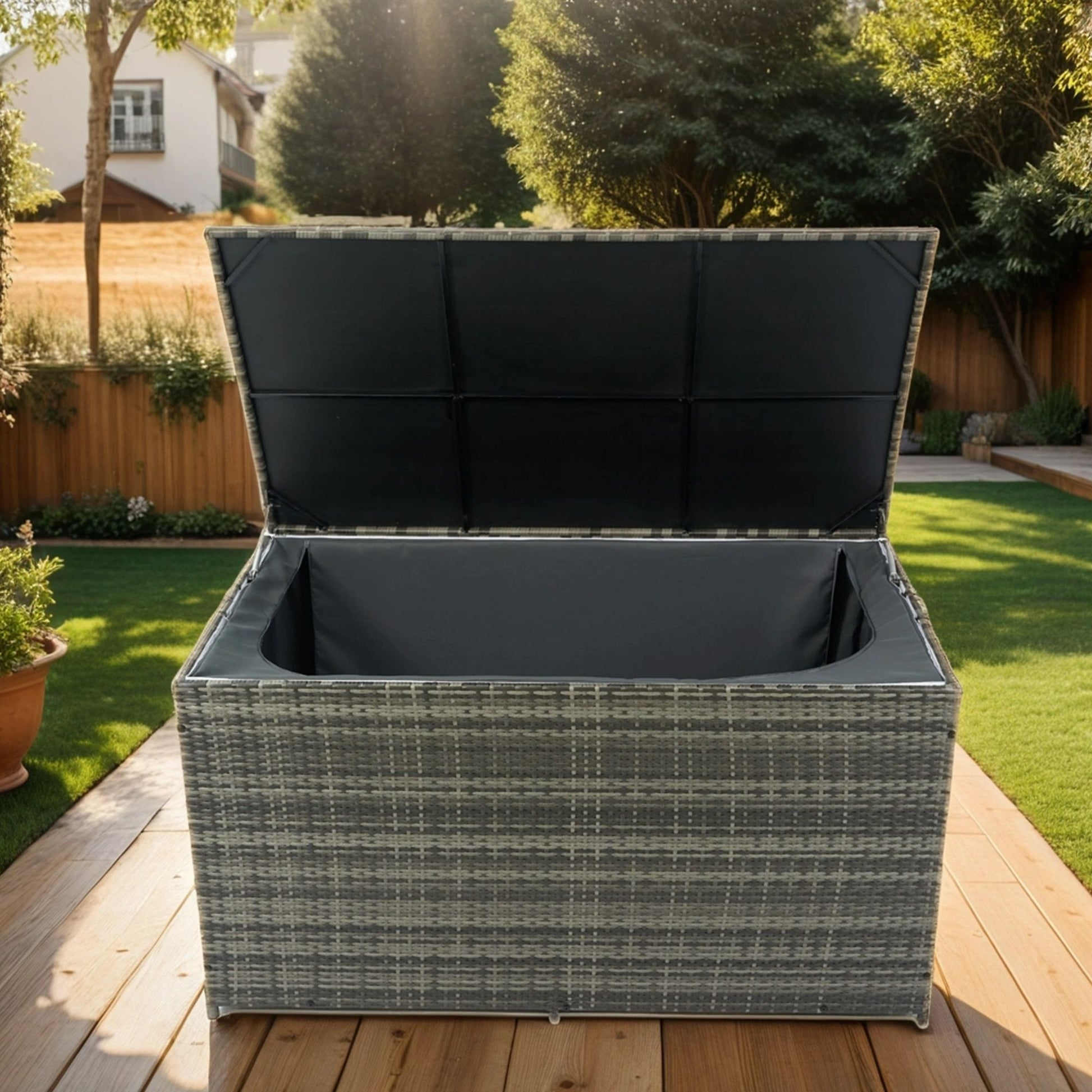 Outdoor Storage Box, Wicker Patio Deck Boxes With Lid, Outdoor Cushion Storage For Kids Toys, Pillows, Towel, Wicker - Best Buy Furniture