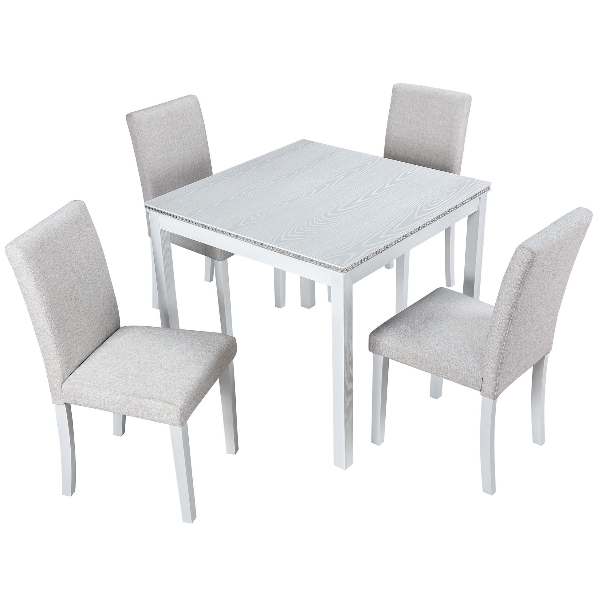 Dining Table Set With Crystal Decoration And Upholstered Chairs - Best Buy Furniture