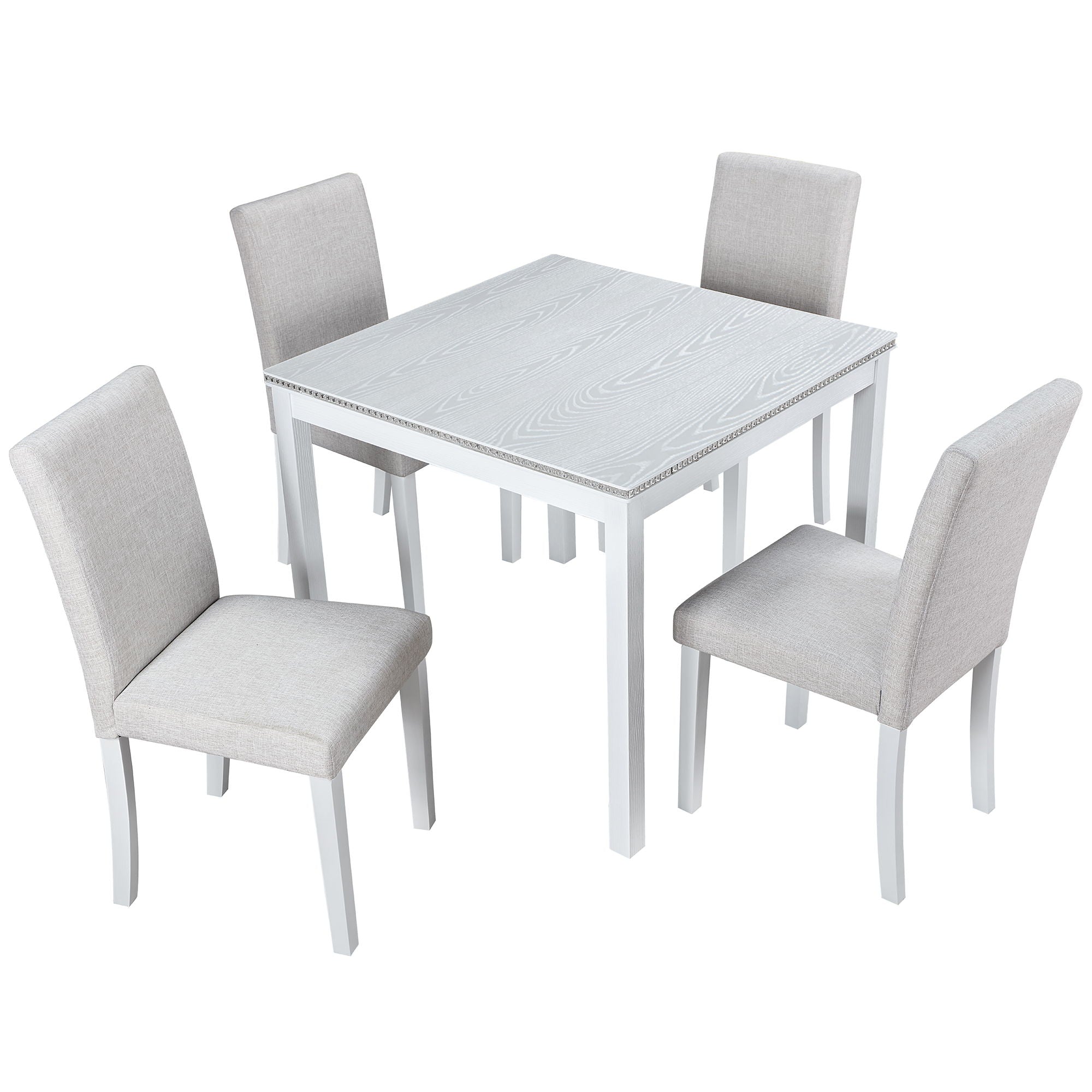 Dining Table Set With Crystal Decoration And Upholstered Chairs - Best Buy Furniture
