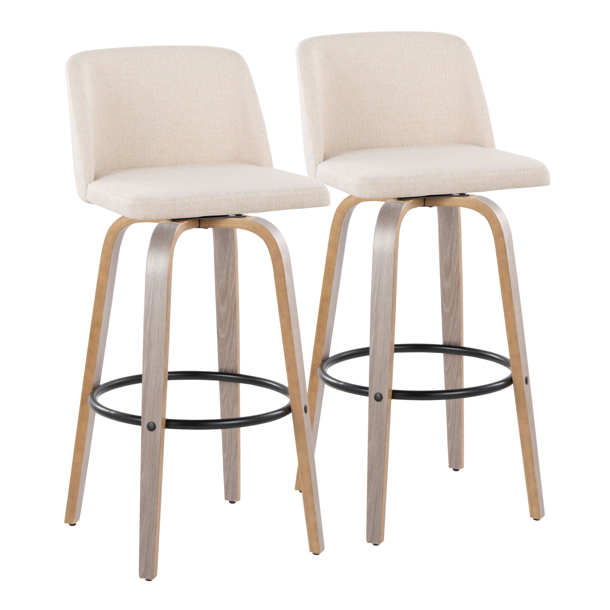 Toriano - Contemporary Fixed Height Barstool With Swivel With Round Footrest Comfort And Style (Set of 2) - Best Buy Furniture