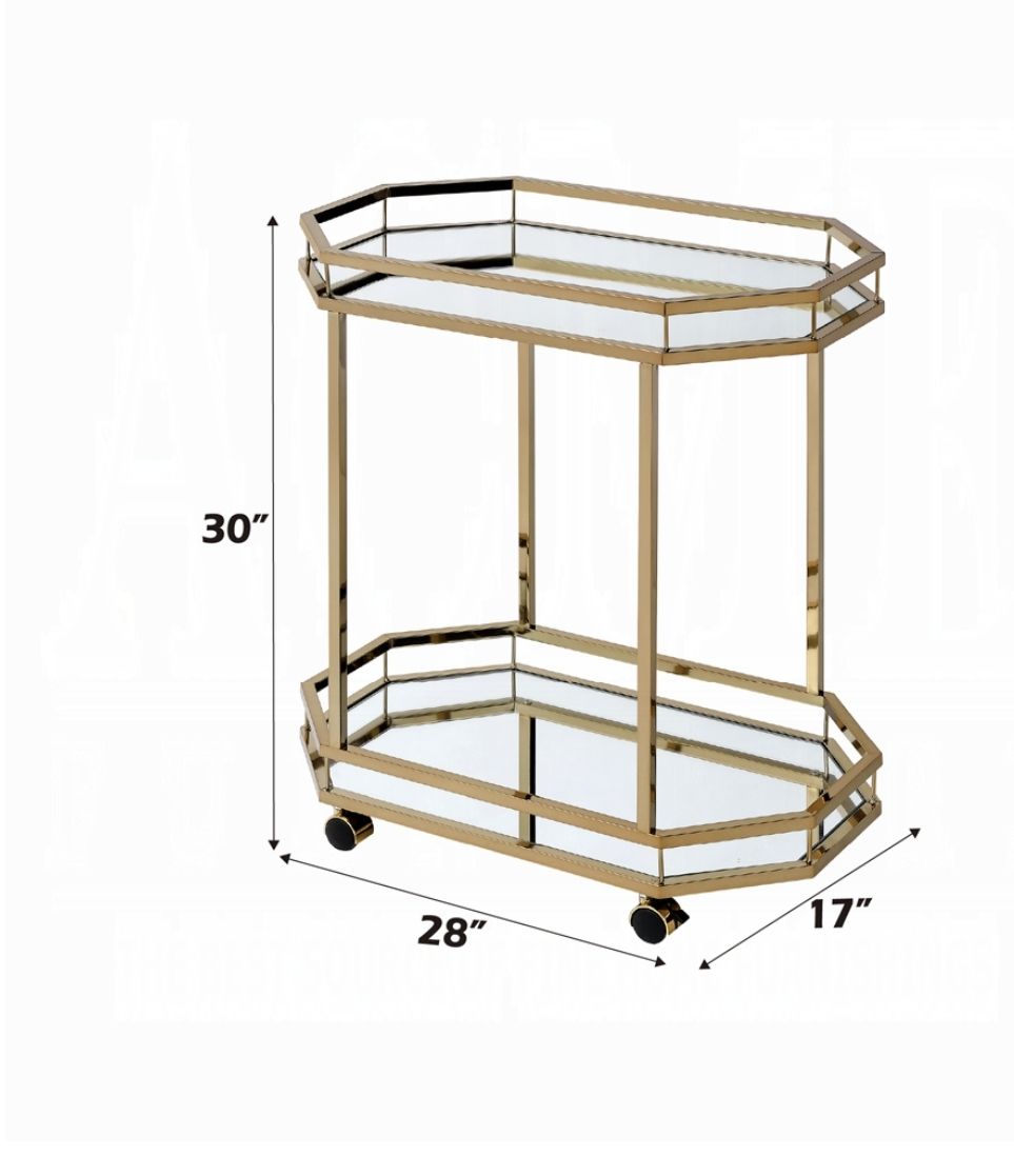 Lacole - Mirrior Serving Cart - Champagne - Best Buy Furniture