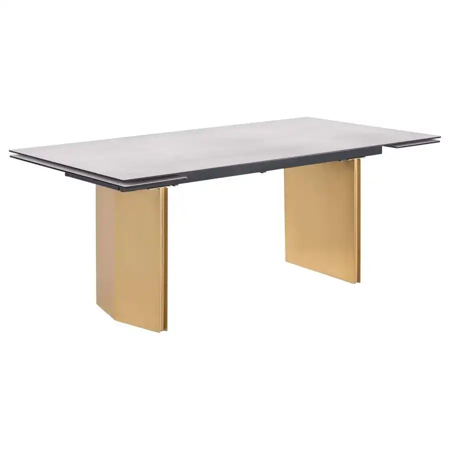 Vesa - Glass Top Extension Dining Table - Beige - Best Buy Furniture