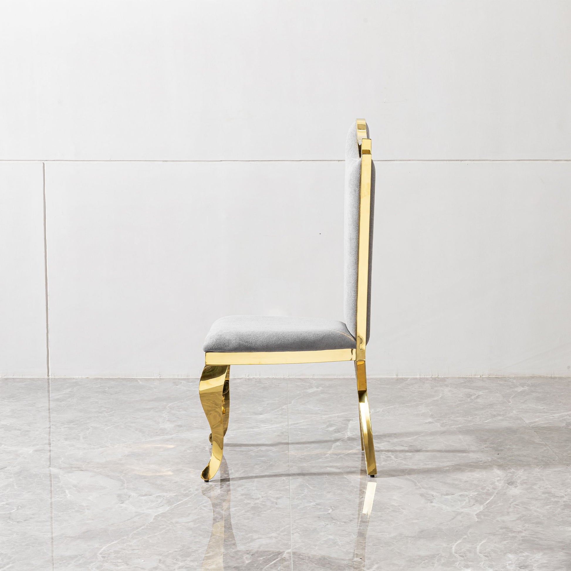 Gorgeous Streamlined High Back Fabric Stainless Steel Dining Chair (Set of 2) - Gold / Gray - Best Buy Furniture