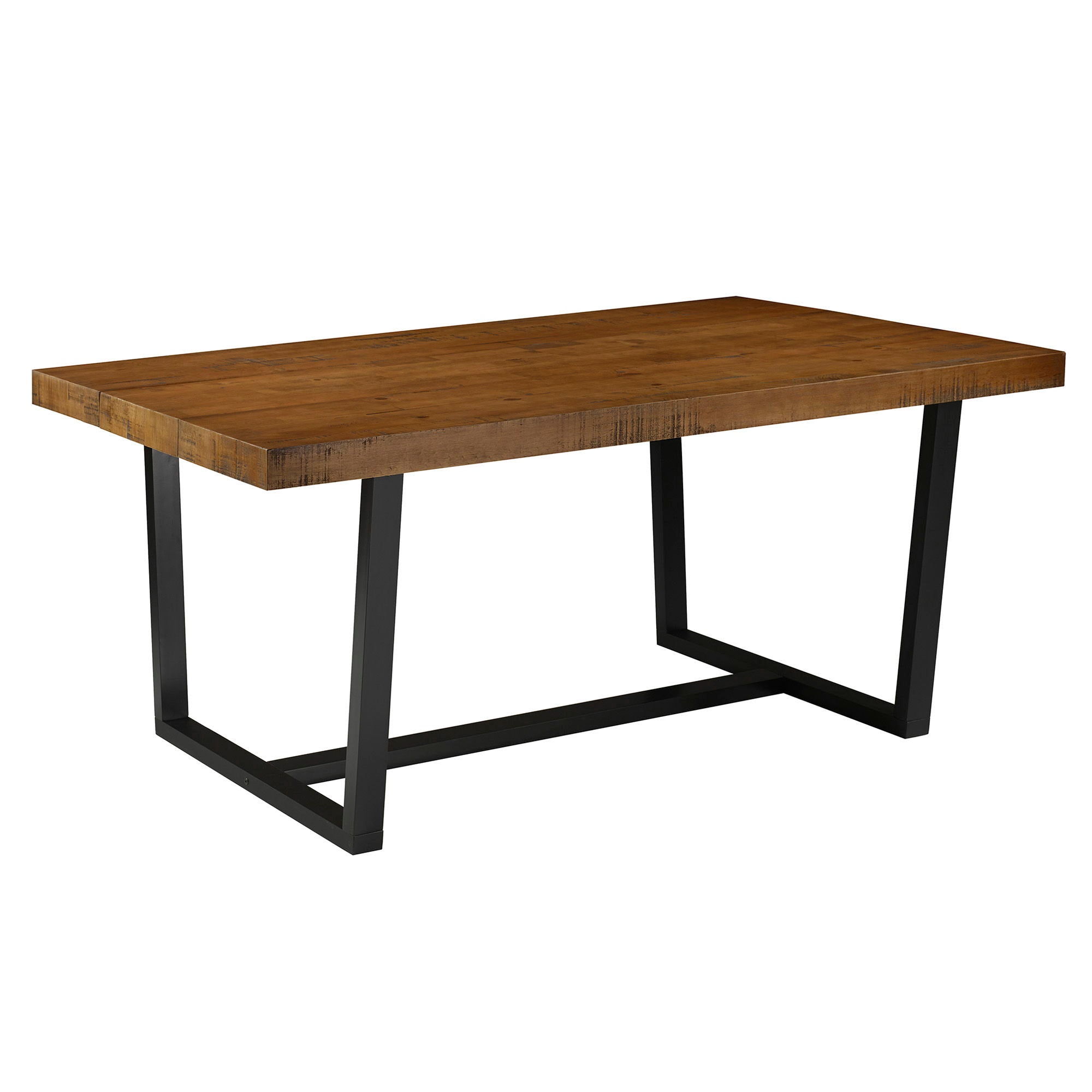 Modern Distressed Solid Wood And Metal Open Frame Dining Table - Best Buy Furniture