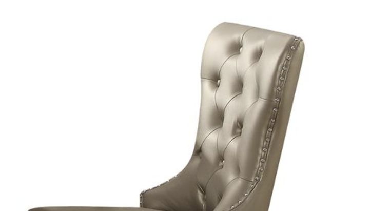 Kacela - Synthetic Leather Side Chair (Set of 2) - Champagne - Best Buy Furniture