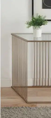 Oaklie - Clear Glass Top Sofa Table - Champagne - Best Buy Furniture