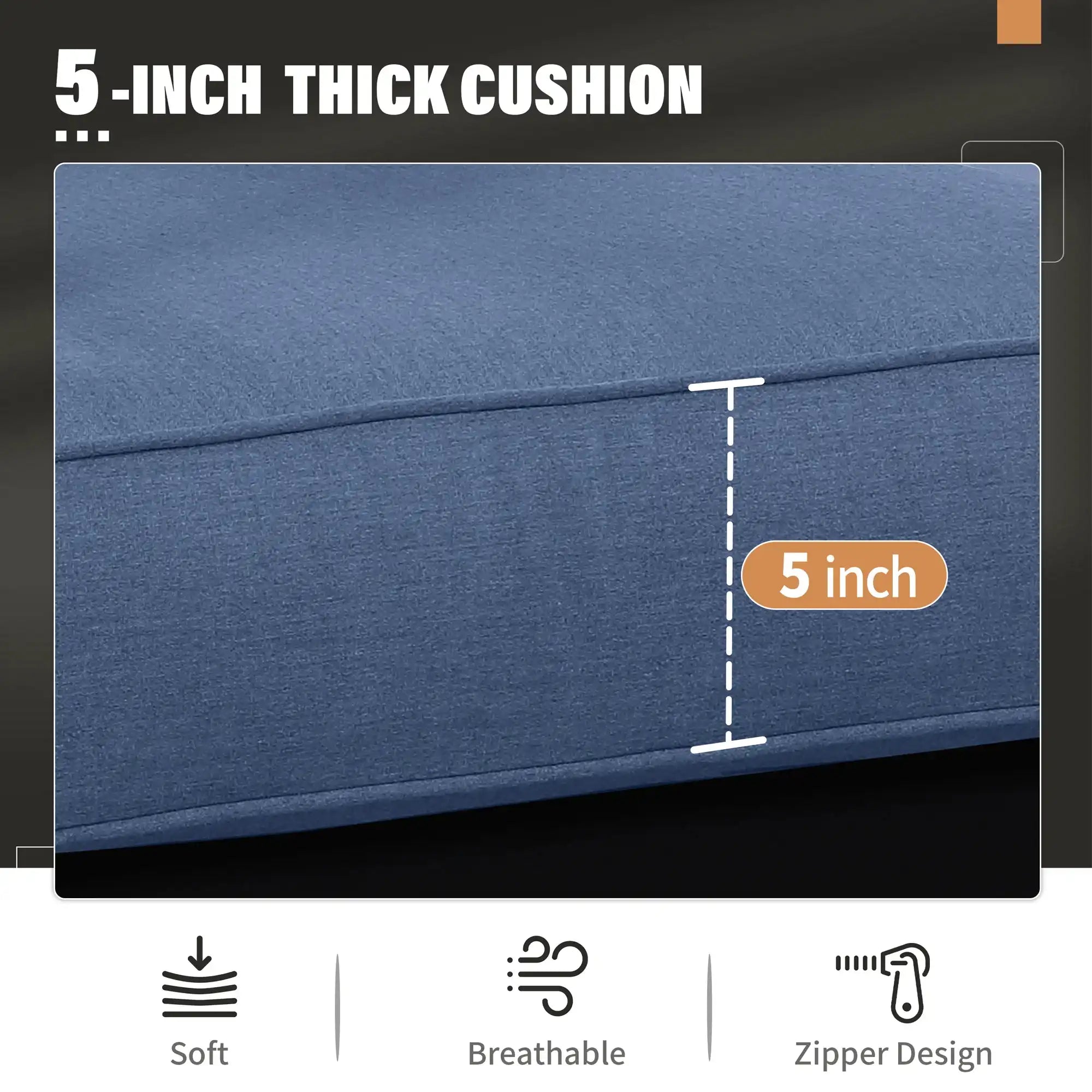 3-Seater Aluminum Patio Sofa, All-Weather Outdoor Couch, Blue Cushion - Best Buy Furniture