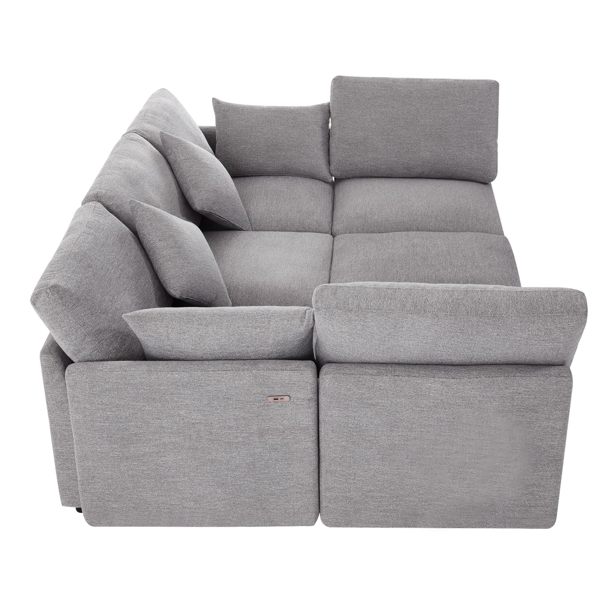 Sectional Sofa Modular Sofa U - Shaped Sofa Couch Sofa Bed L - Shaped Sofa With A Movable Ottoman And Two USB Ports For Living Room - Best Buy Furniture