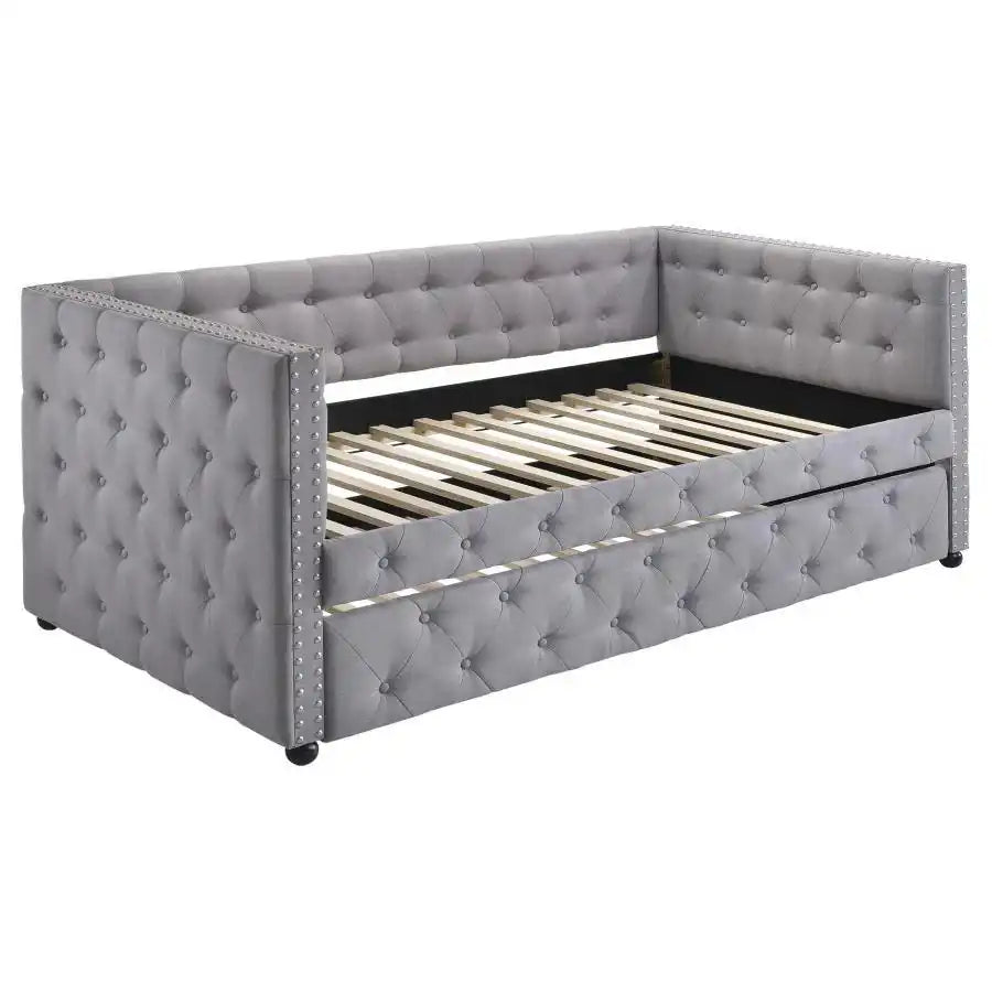 Mockern - Upholstered Twin Daybed With Trundle - Gray - Best Buy Furniture