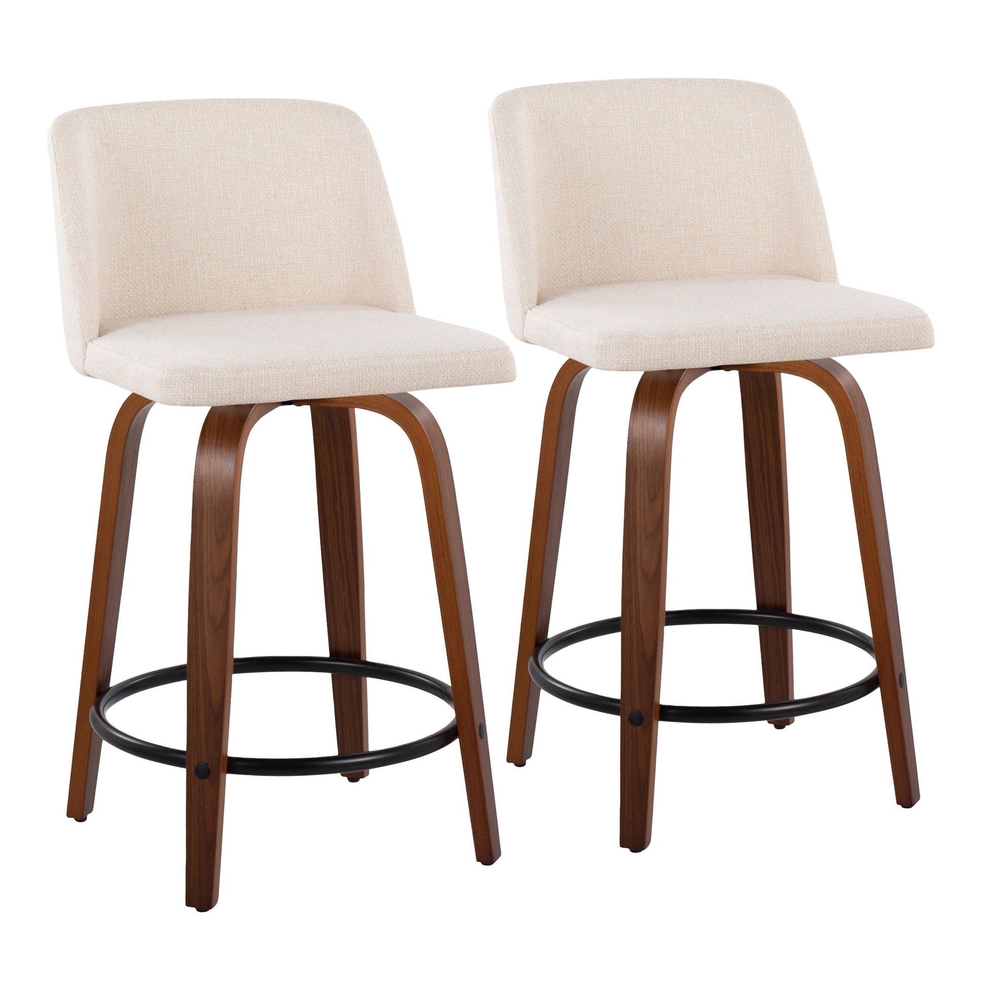 Toriano - Mid Century Modern, Fixed Height Counter Stool & Swivel And Round Footrest (Set of 2) - Best Buy Furniture