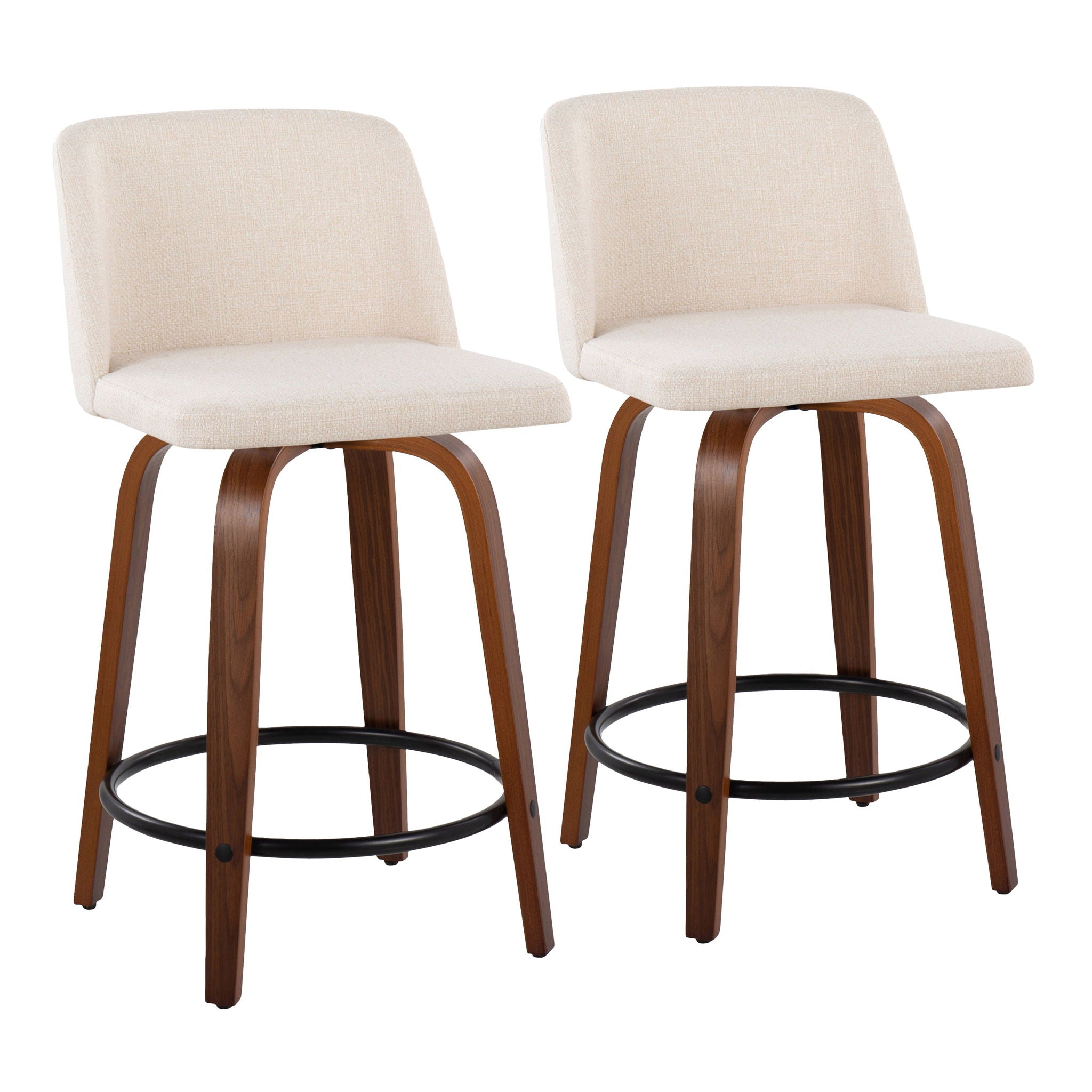 Toriano - Mid Century Modern, Fixed Height Counter Stool & Swivel And Round Footrest (Set of 2) - Best Buy Furniture