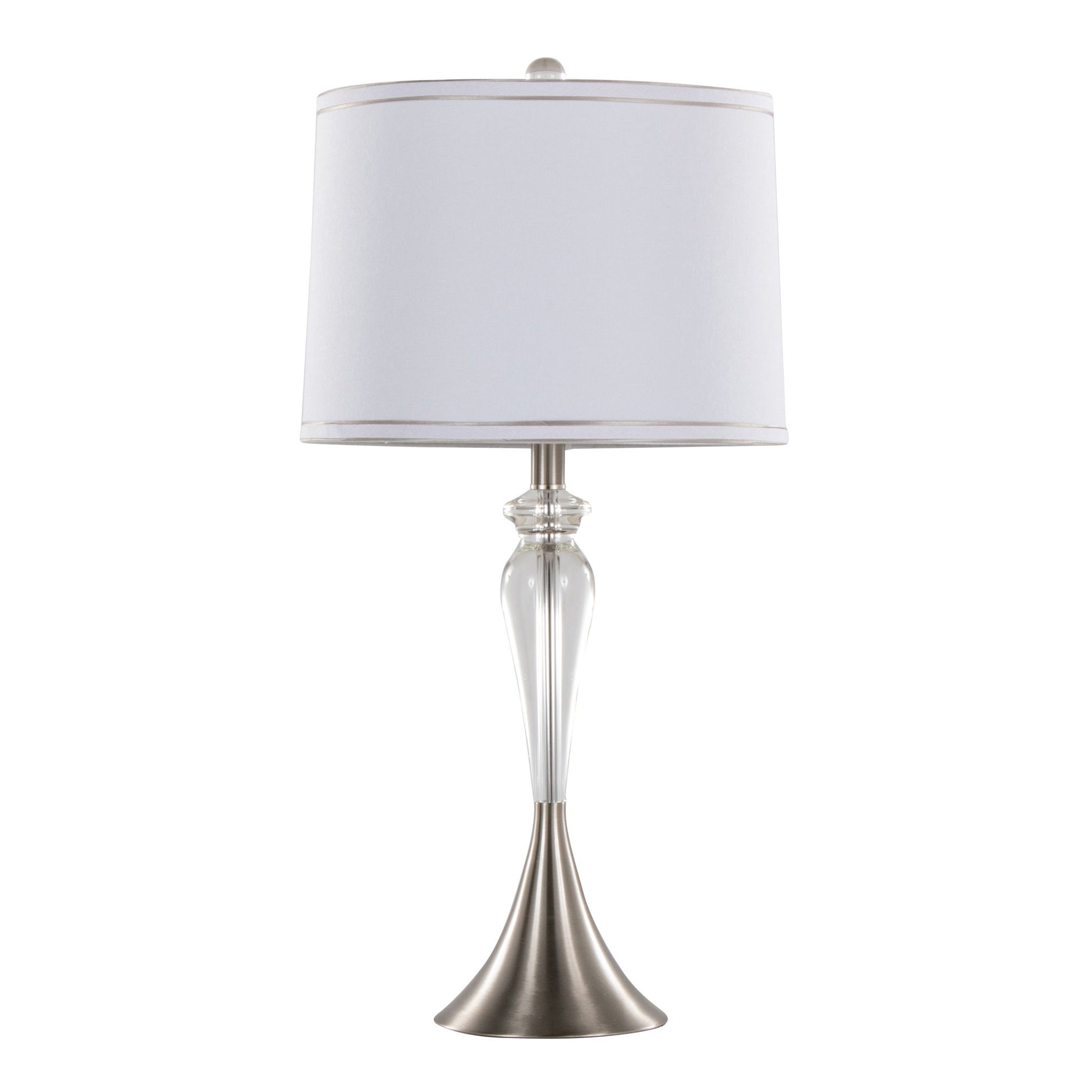 Ashland - Contemporary Crystal Table Lamp (Set of 2) - Clear Crystal / Nickel / White - Best Buy Furniture