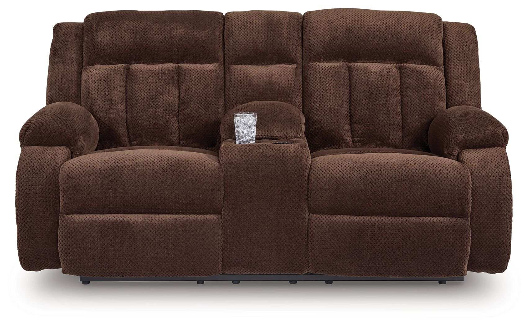 Free Wake - Double Relcining Power Loveseat With Console - Chocolate - Best Buy Furniture