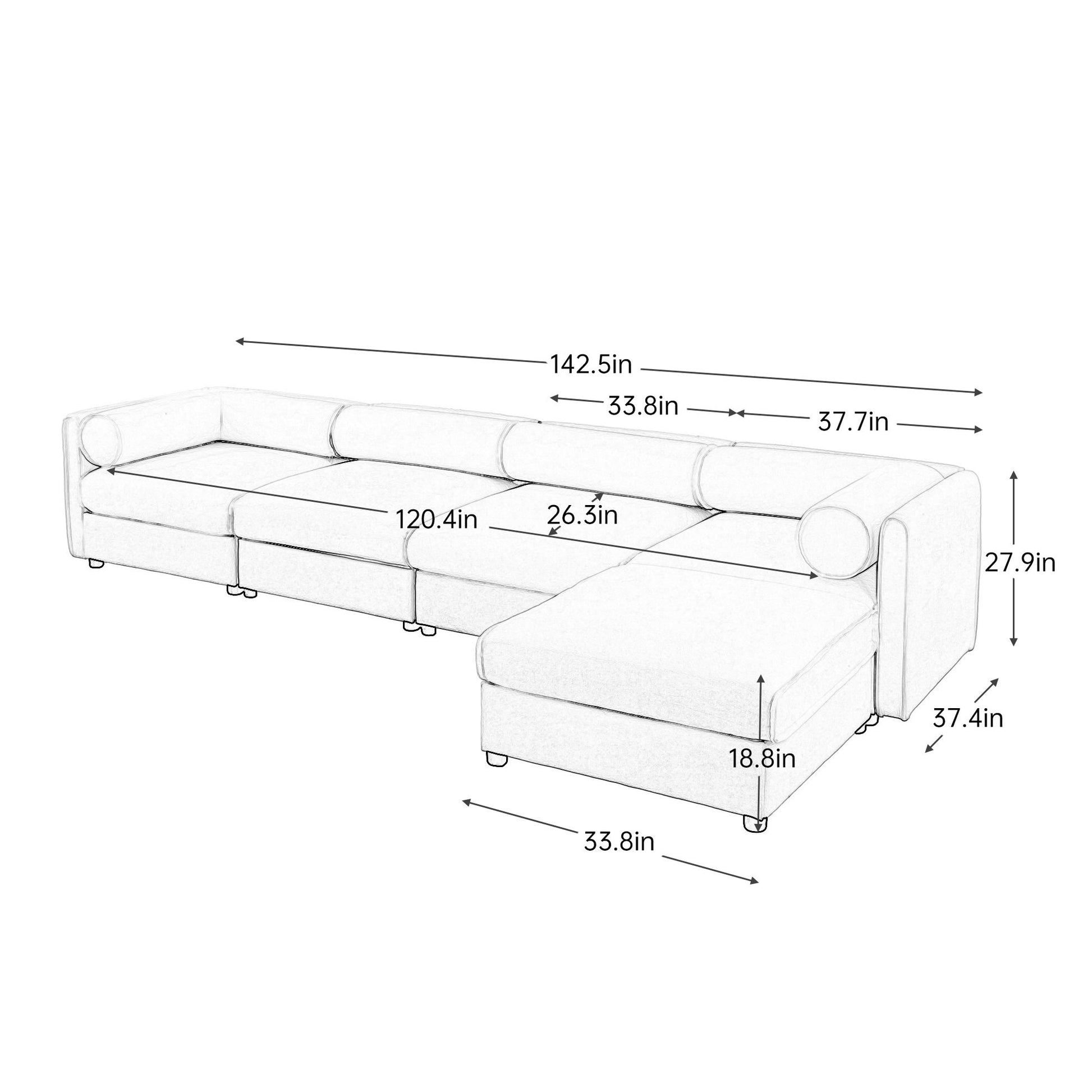 Contemporary Elegant White Chenille Sofa With Storage And Ottoman - Best Buy Furniture