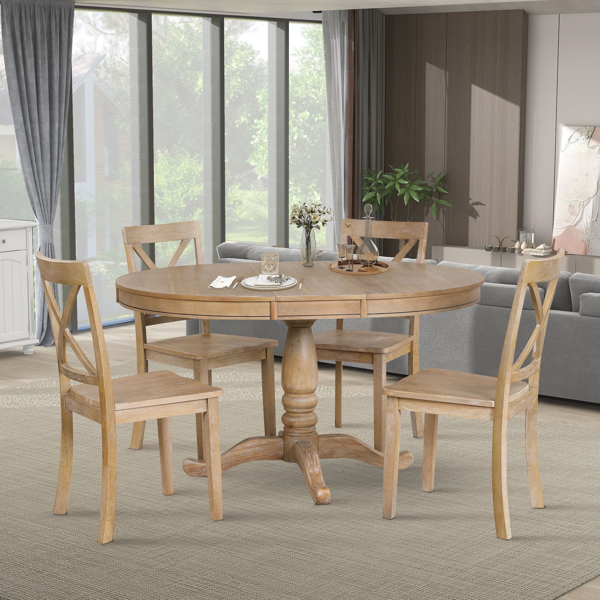 Modern Dining Table Set For 4, Round Table And 4 Kitchen Room Chairs, 5 Piece Kitchen Table Set For Dining Room, Dinette, Breakfast Nook - Best Buy Furniture