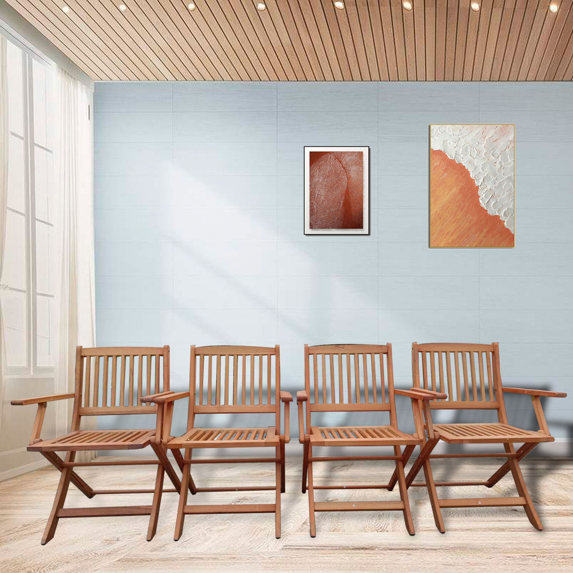 Foldable Patio Dining Set, Folding Chairs, Indoor And Outdoor Universal (Set of 4) - Teak - Best Buy Furniture