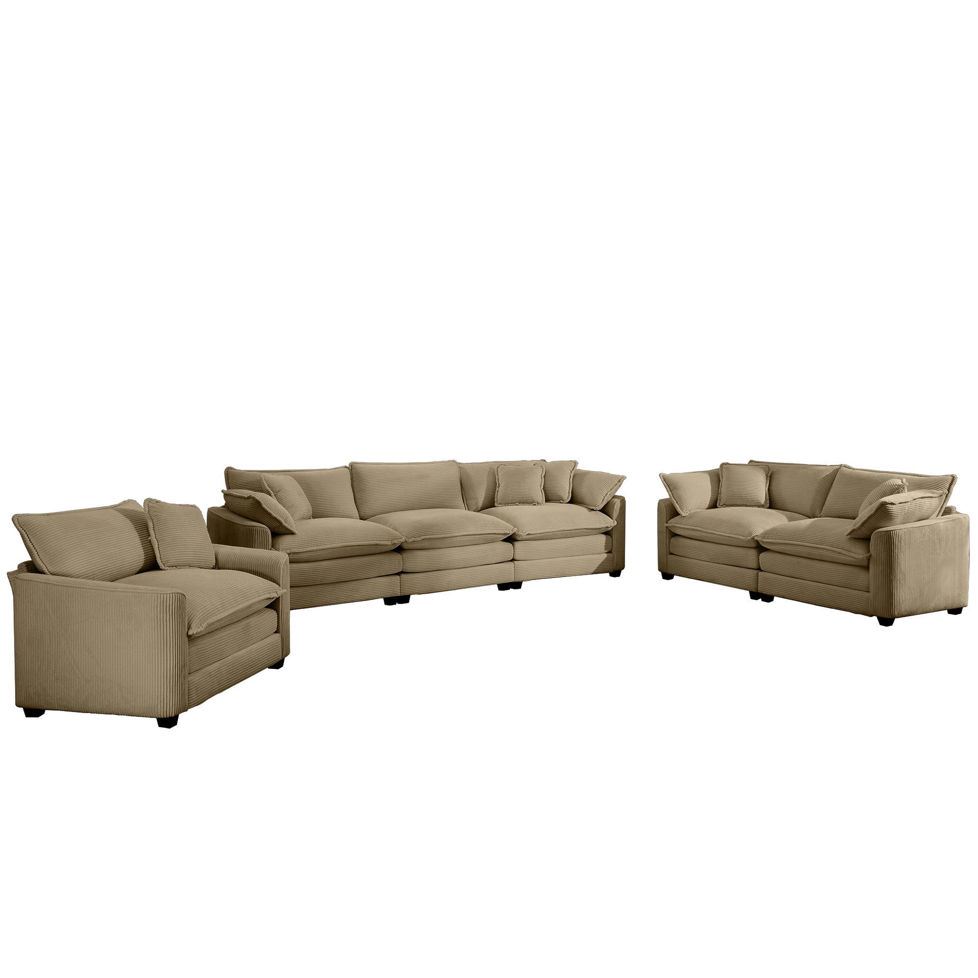 Elegant Corduroy Oversized Sectional Sofa Set With Deep Seats And Flexible Layout - Best Buy Furniture