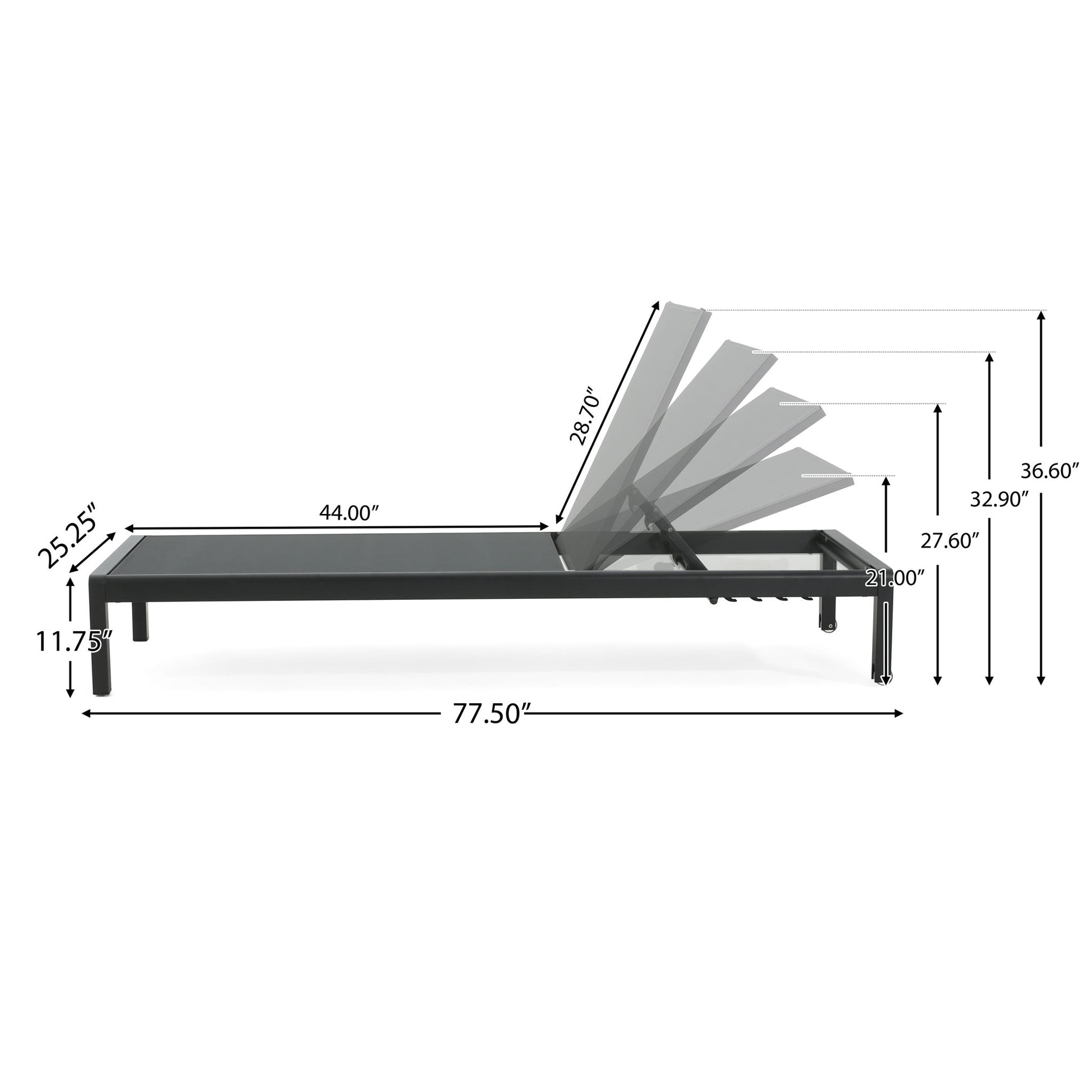 Outdoor Patio Chaise Lounge With 5 Reclining Positions - Best Buy Furniture