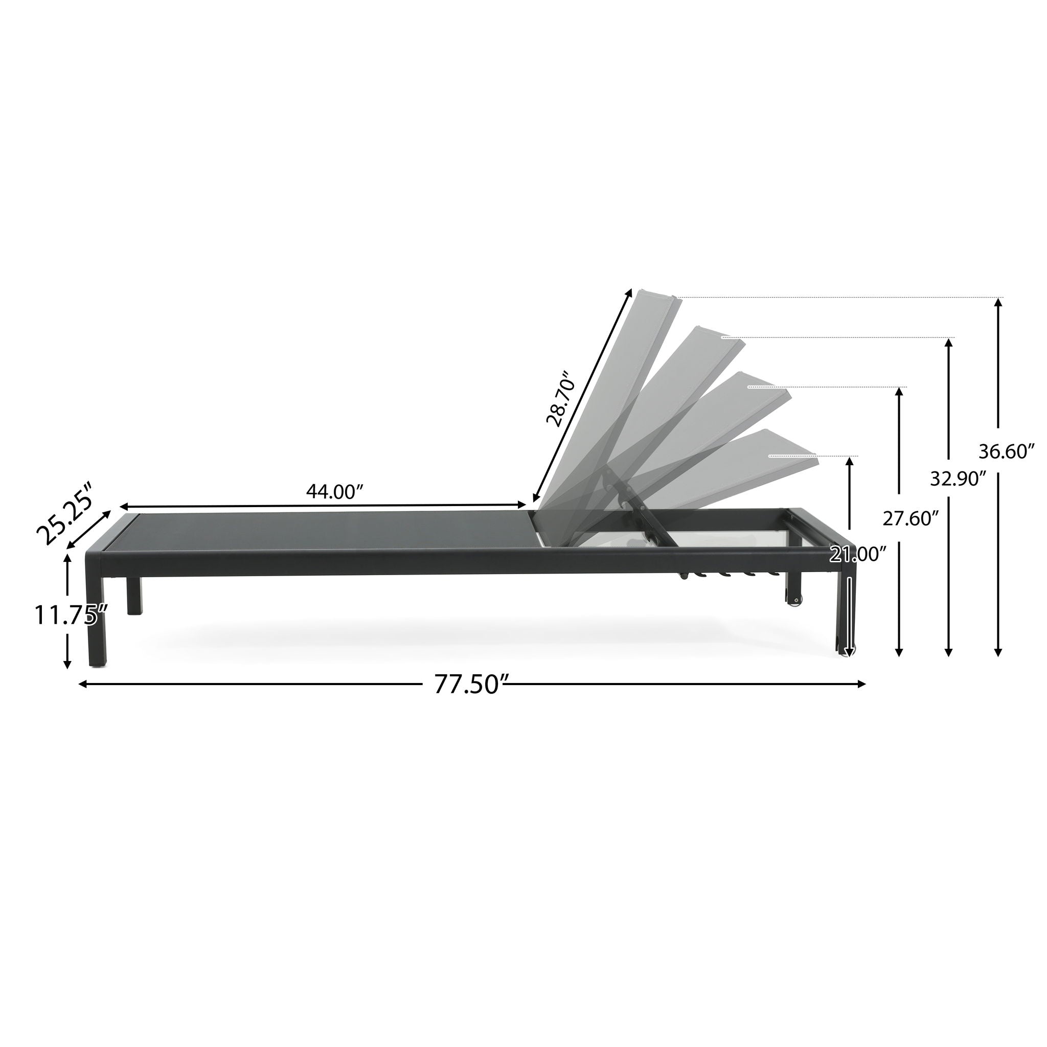 Outdoor Patio Chaise Lounge With 5 Reclining Positions - Best Buy Furniture