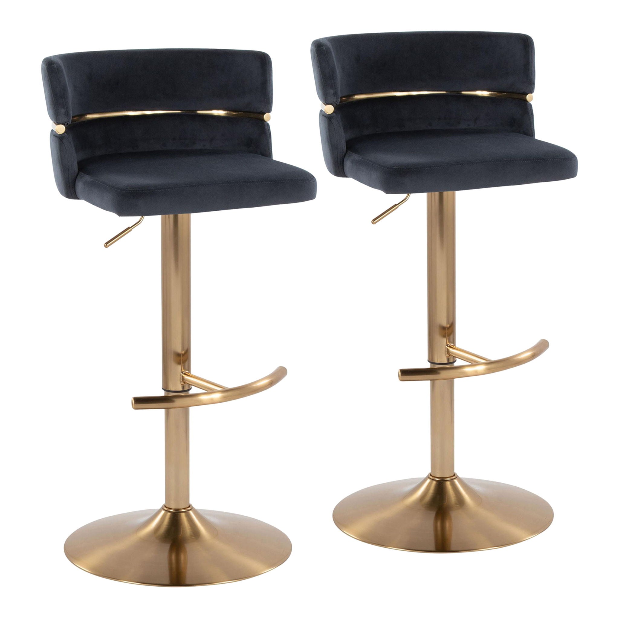 Cinch - Glam / Art Deco Adjustable Barstool With Swivel With Rounded T Footrest (Set of 2) - Best Buy Furniture