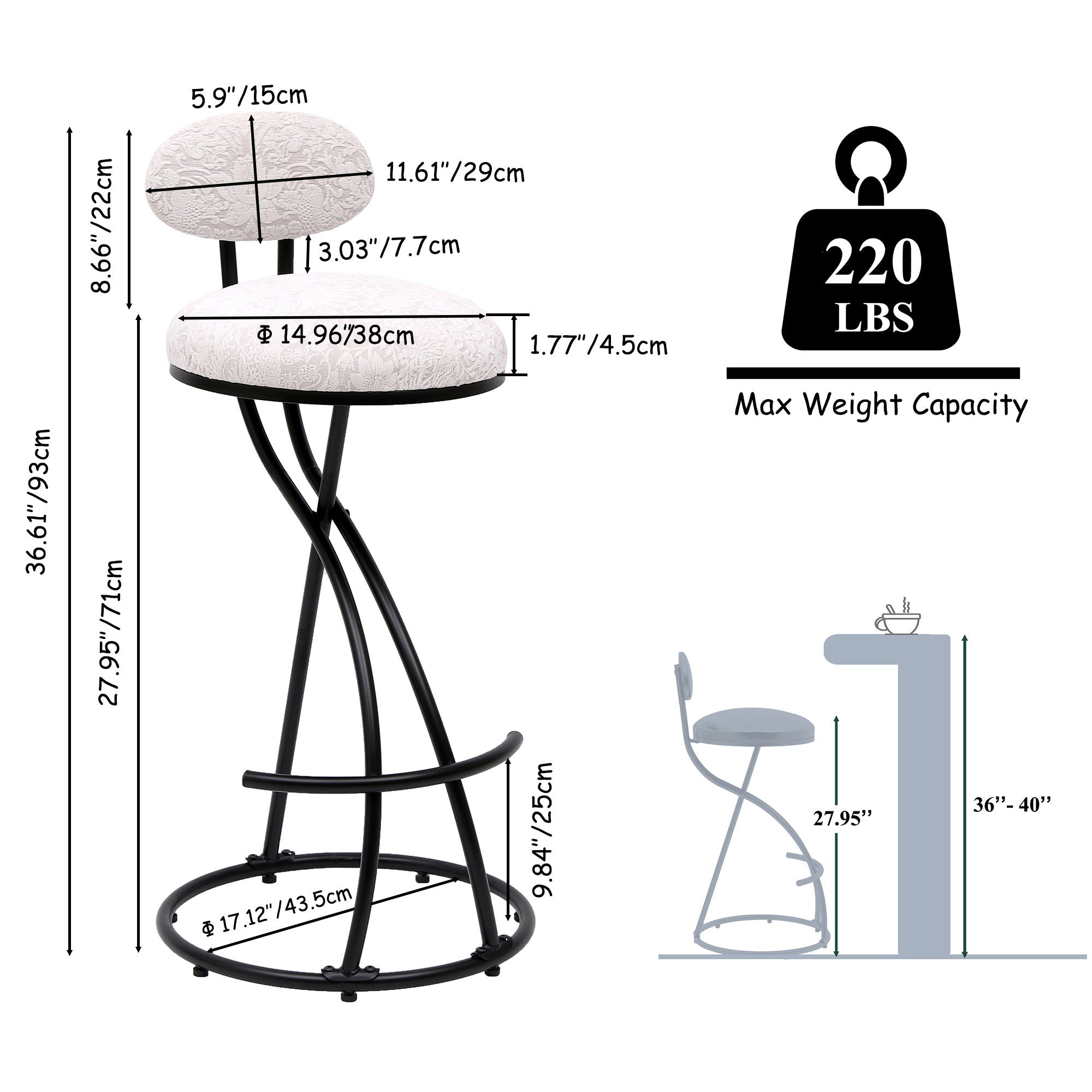 Round Print Bar Stools Upholstered Chairs For Kitchen (Set of 2) - Best Buy Furniture