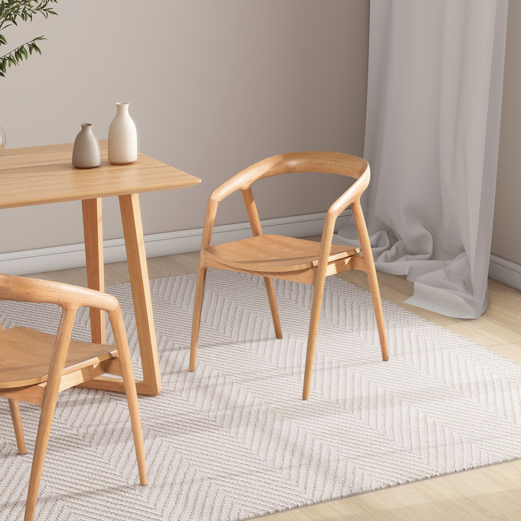 Simeon - Scandinavian Sculpted Dining Chair - Warm Natural Brown - Best Buy Furniture
