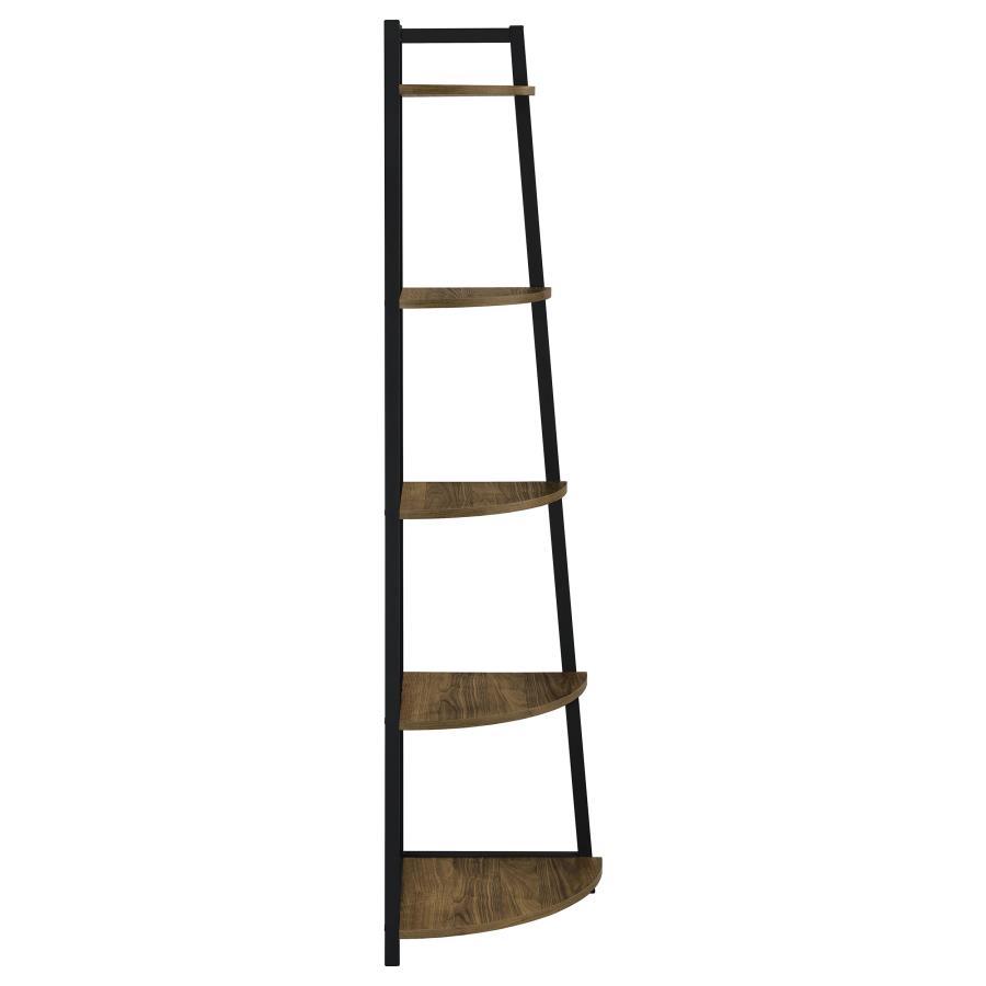 Jacksonville - 5-Shelf Bookshelf - Black And Aged Walnut - Best Buy Furniture