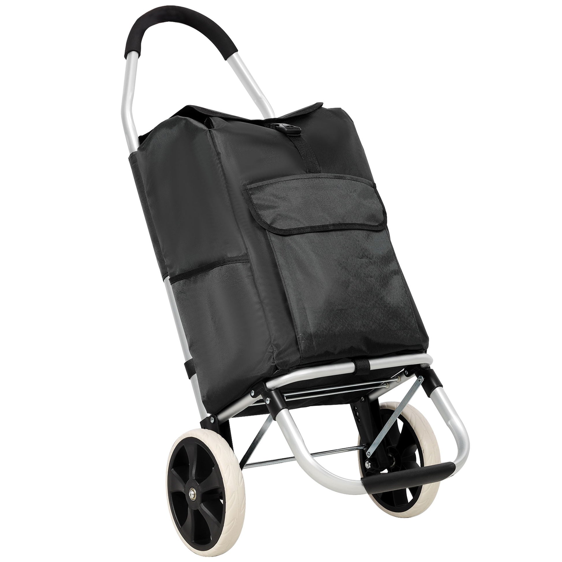 Foldable Shopping Trolley With Wheels And Removable Waterproof Bag - Black - Best Buy Furniture