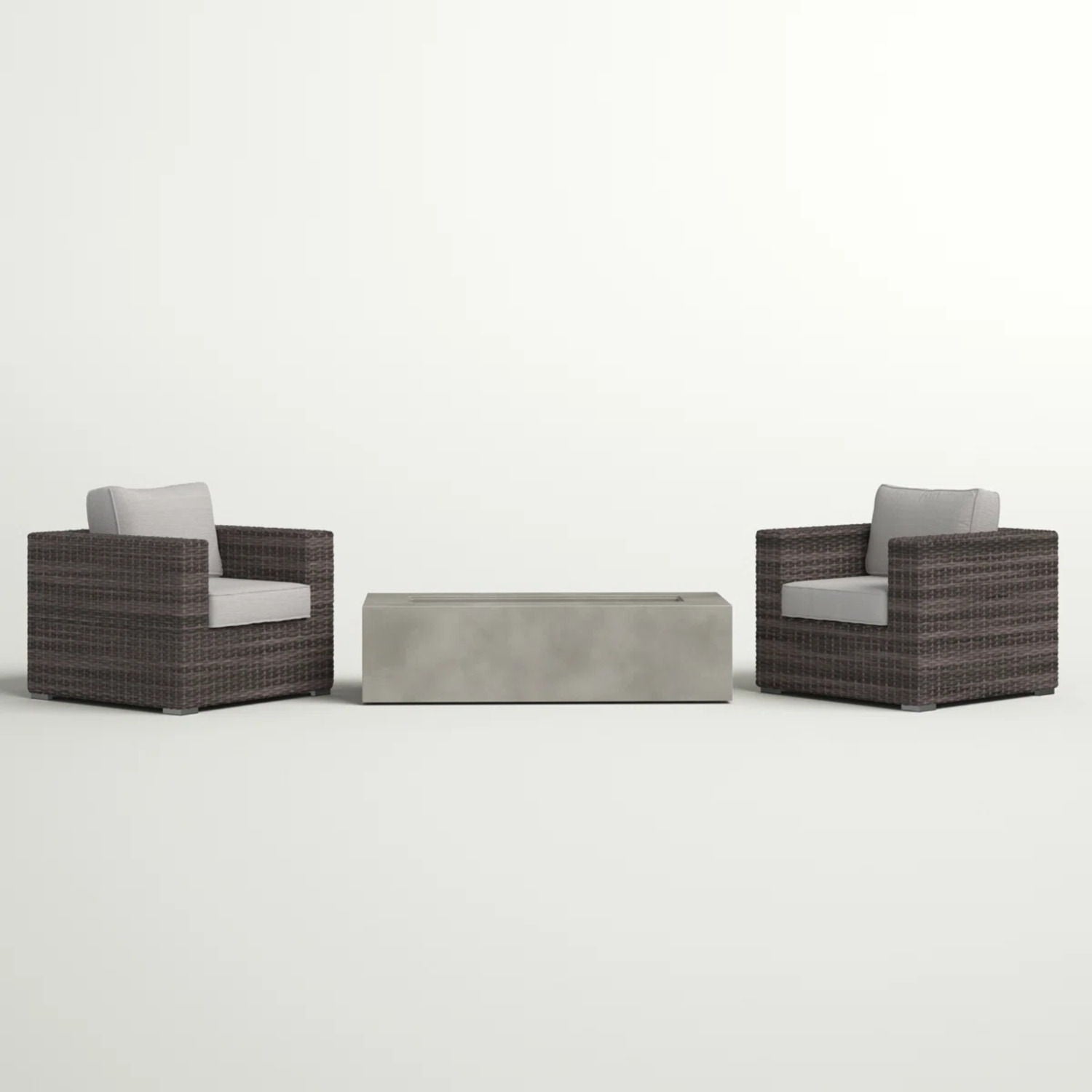 Outdoor Rattan Wicker Seating Set With Cushions 2 Person Patio Furniture - Espresso / Gray - Best Buy Furniture