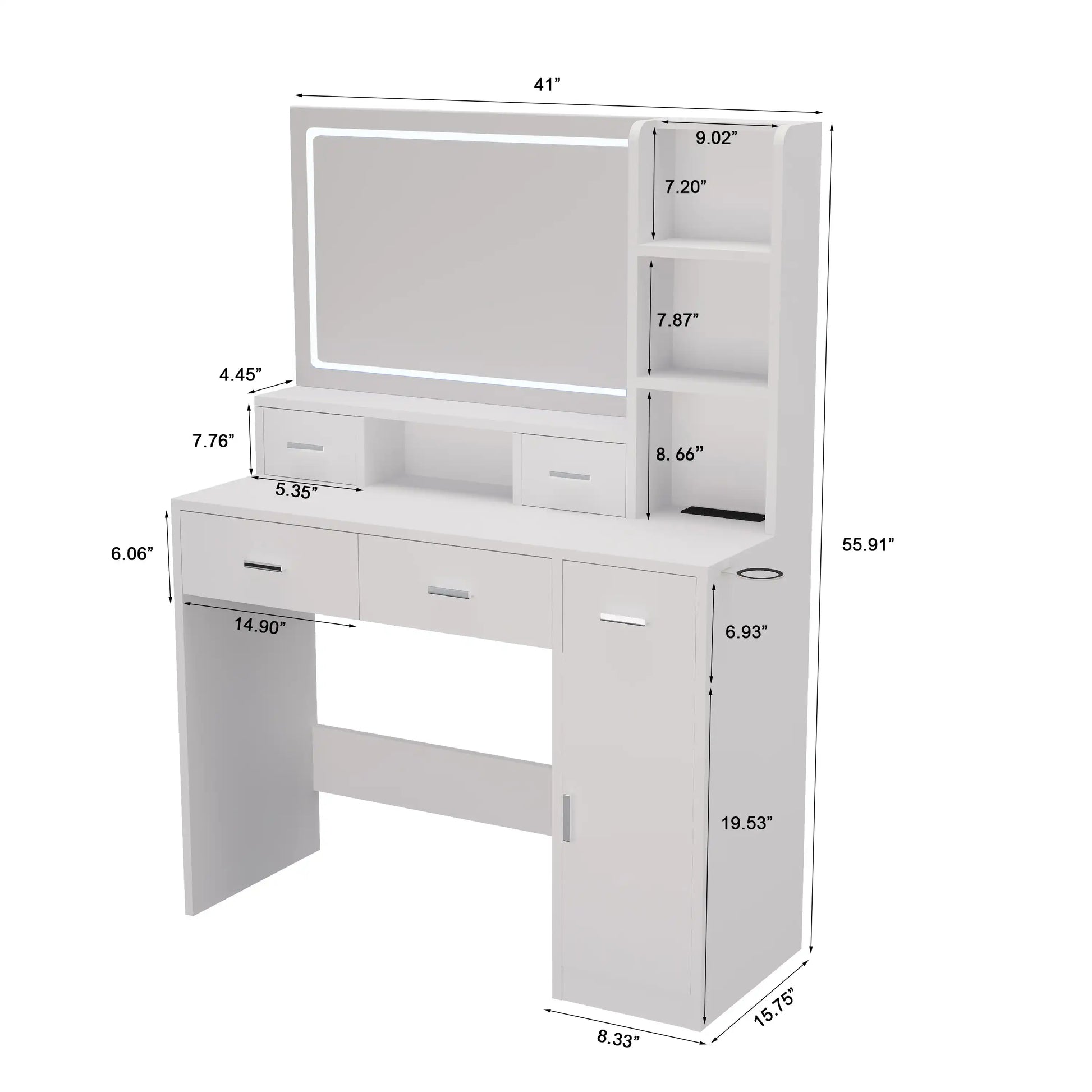 Xenon White Modern Makeup Vanity With Stool - Best Buy Furniture