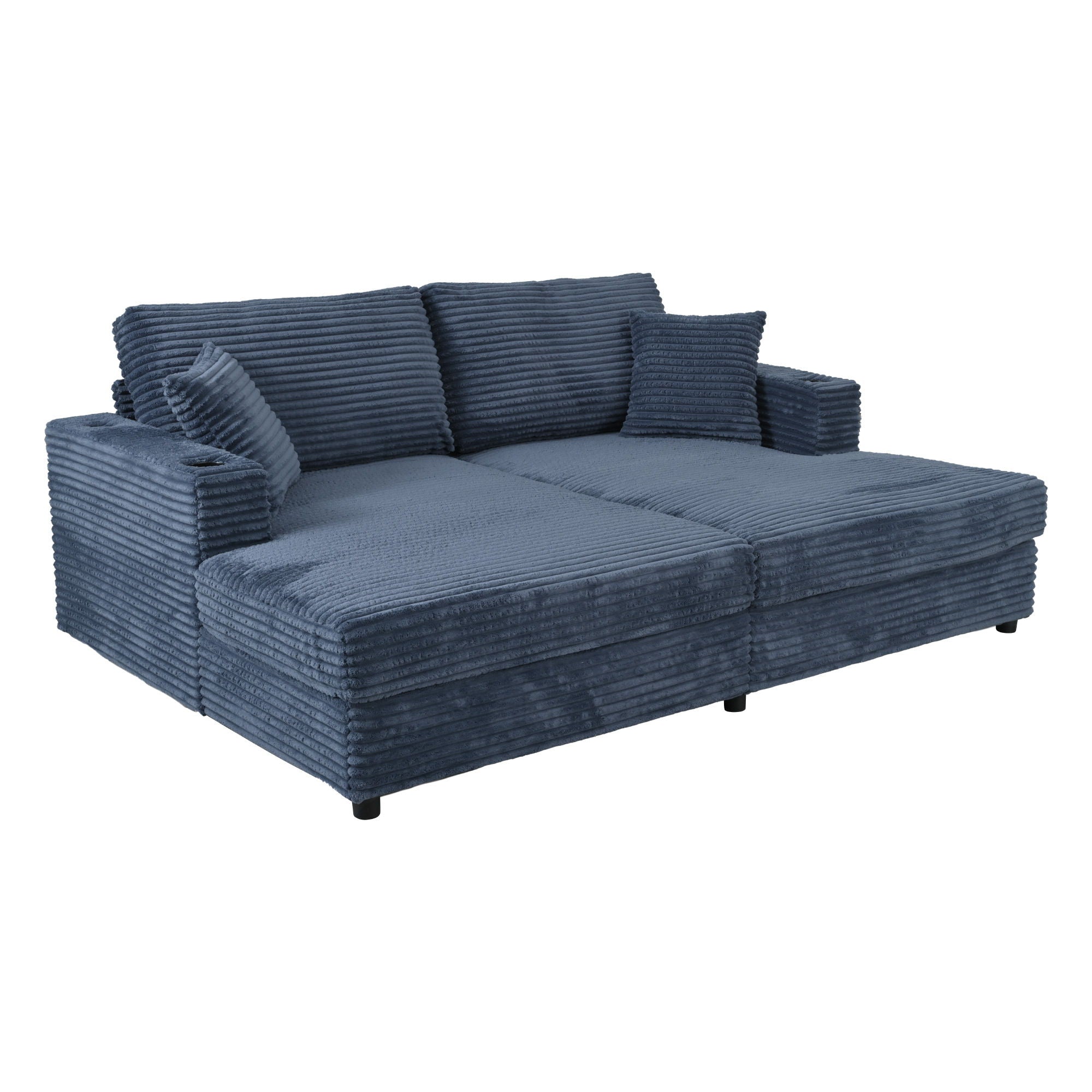 Oversized Loveseat Chaise With 2 USB Ports, 2 Cup Holders And 2 Throw Pillows - Best Buy Furniture