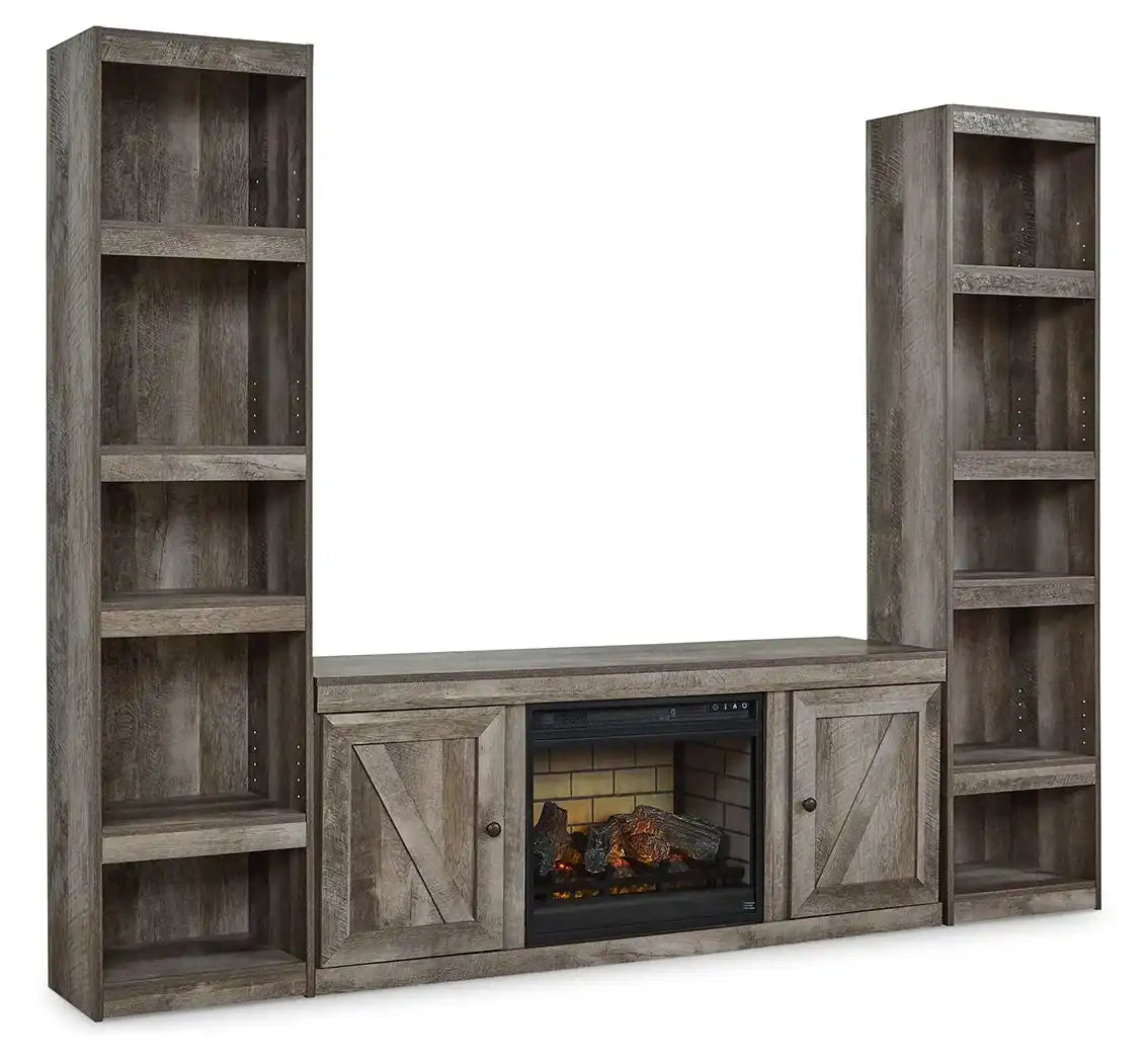 Wynnlow - 3-Piece Entertainment Center With Electric Fireplace - Gray - Best Buy Furniture