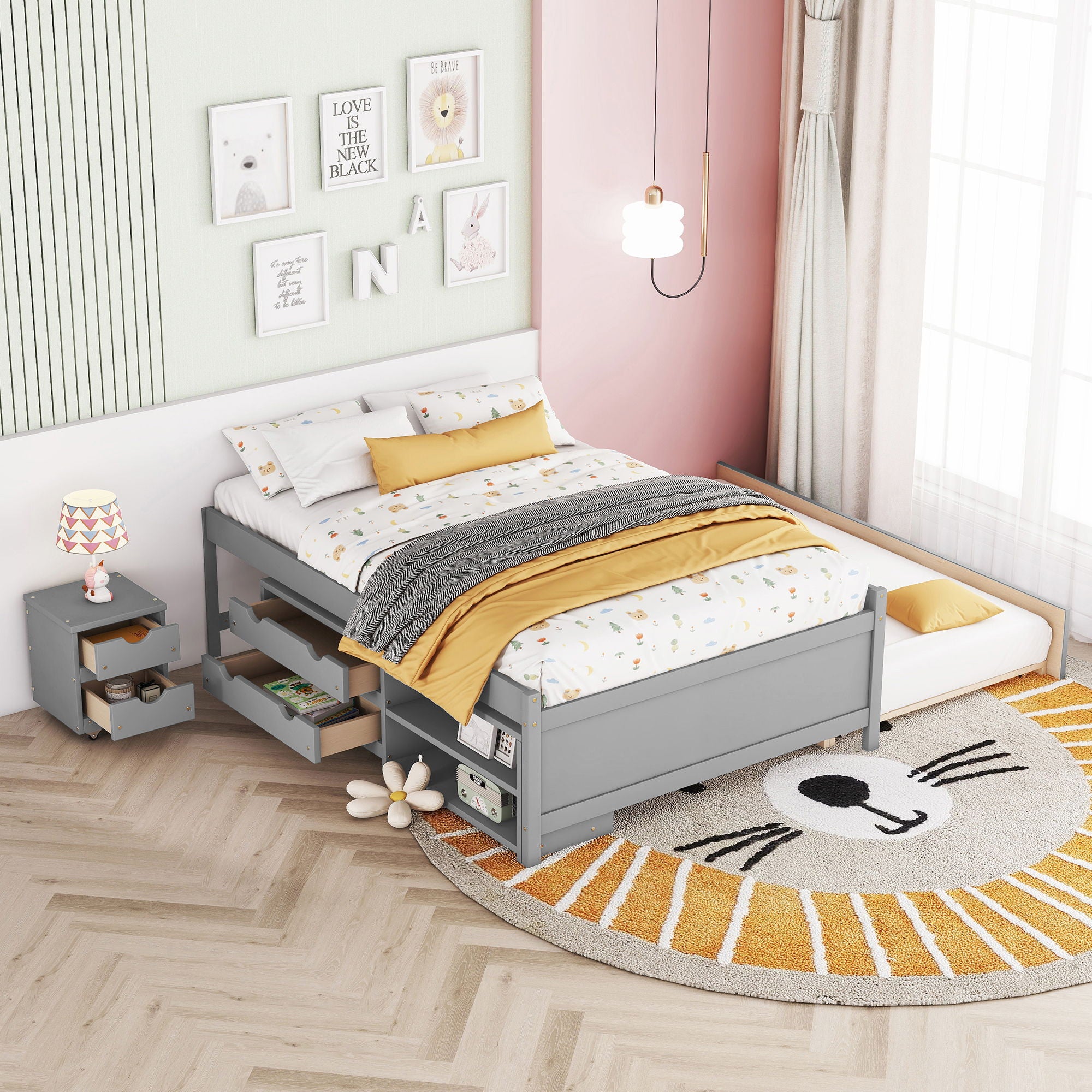 Versatile Bed With Trundle, Under Bed Storage Box And Nightstand - Best Buy Furniture