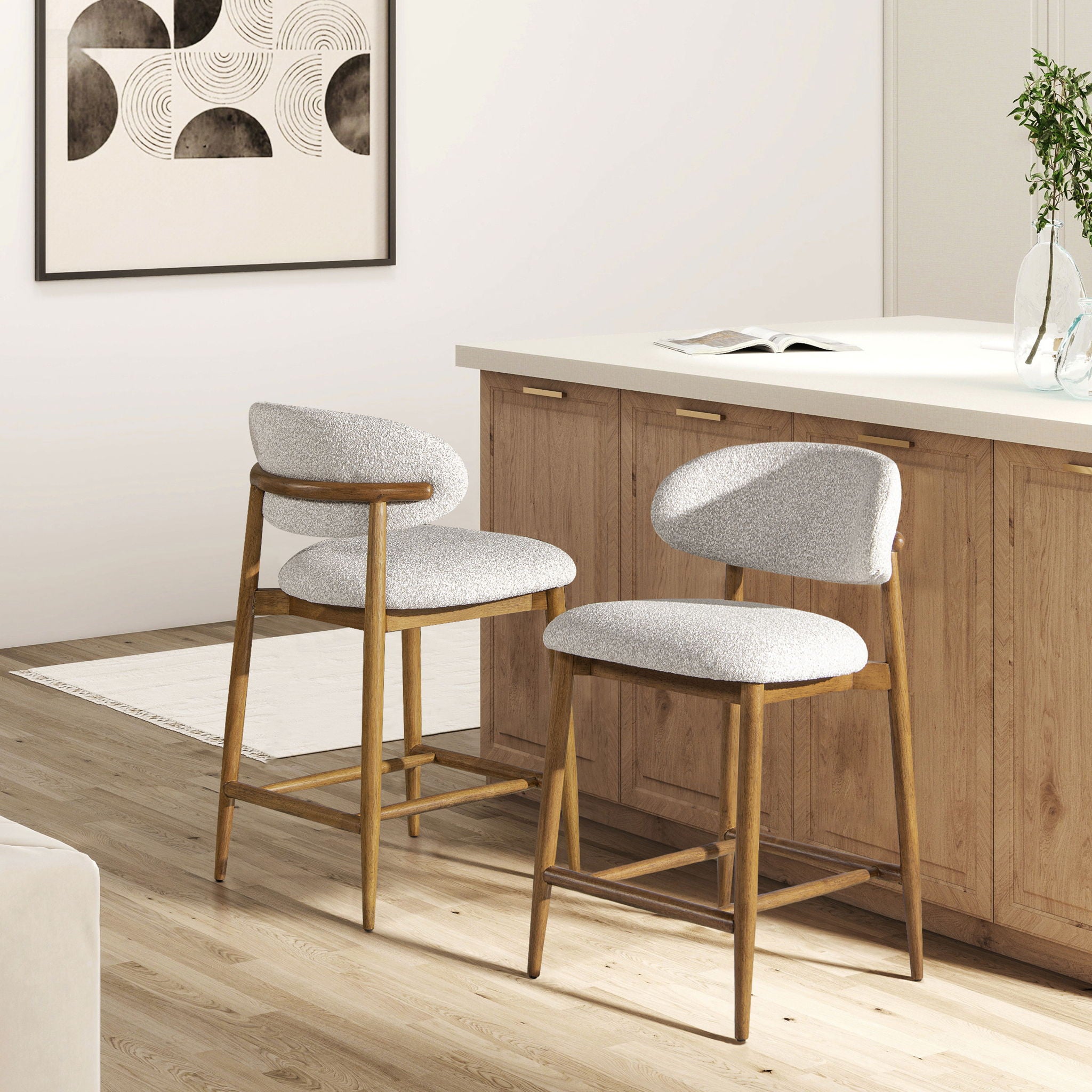 Locke - Modern Upholstered Counter Stool With Frame - Salt / Pepper - Best Buy Furniture