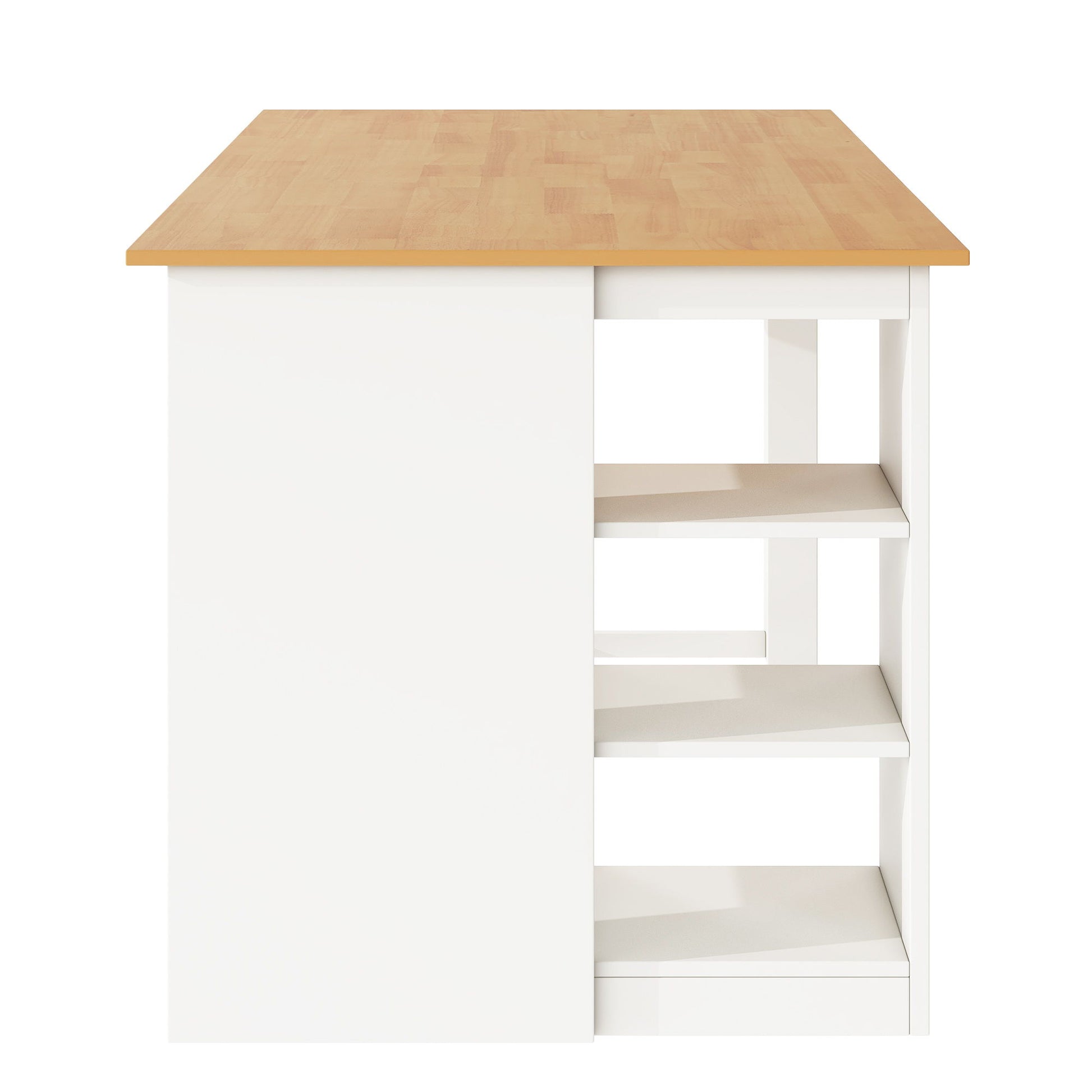 Solid Wood Farmhouse Counter Height Dining Table Set With 3 Tier Storage Shelves - Best Buy Furniture
