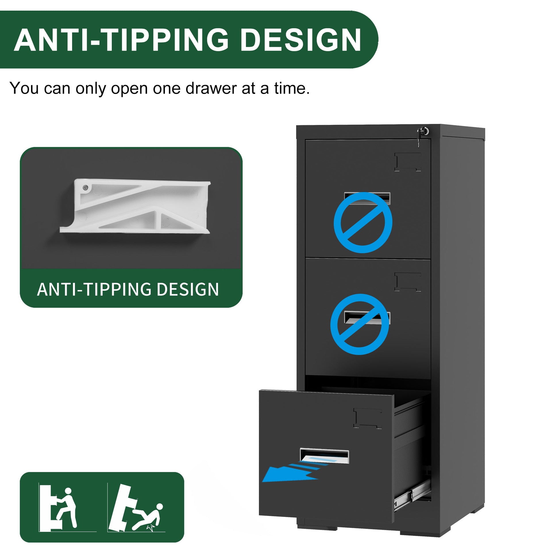 Modern Drawer Metal Vertical File Cabinet With Lock And Card Slot For Office - Best Buy Furniture