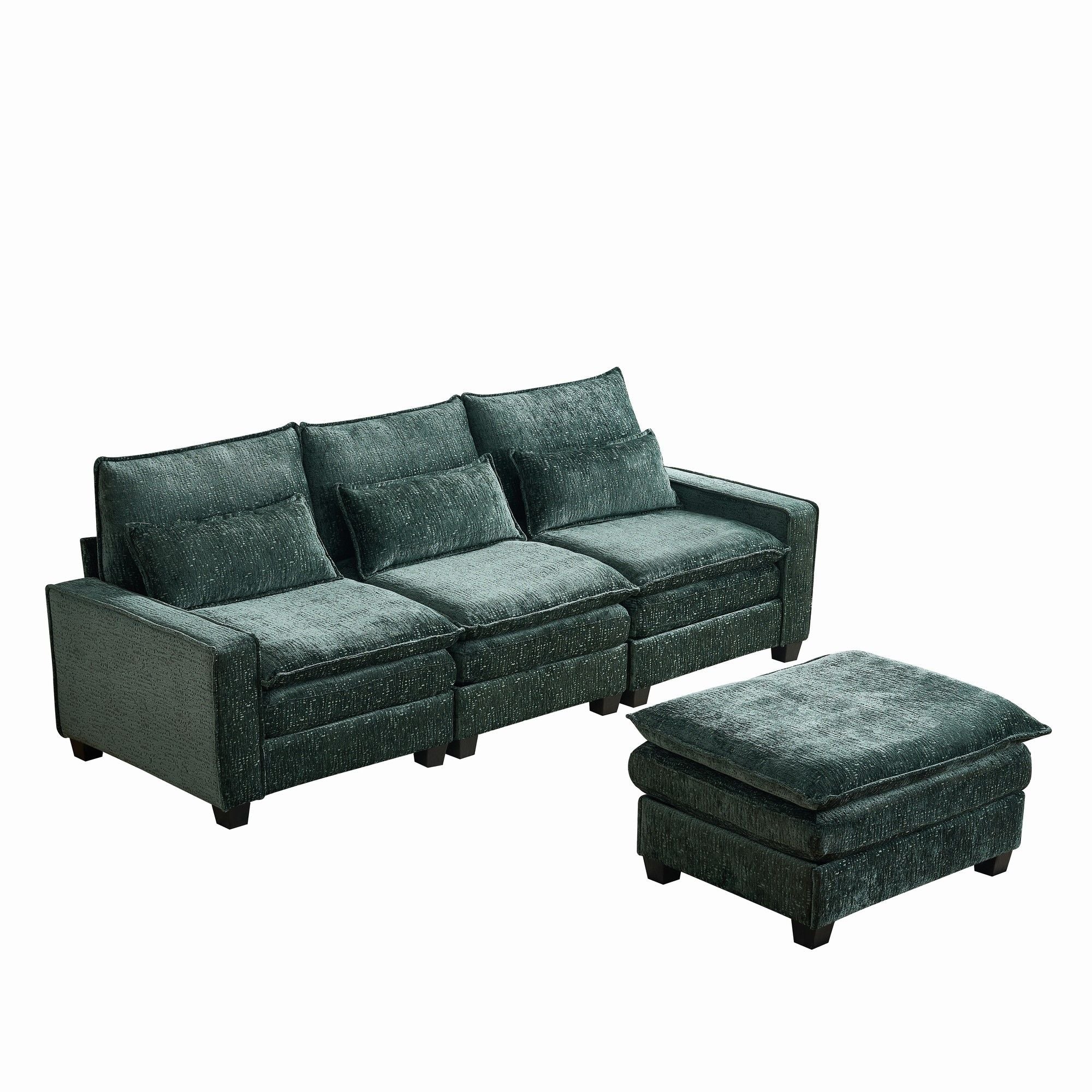 Modern Comfy Chenille L Shaped Sectional Sofa With Movable Ottoman - Best Buy Furniture