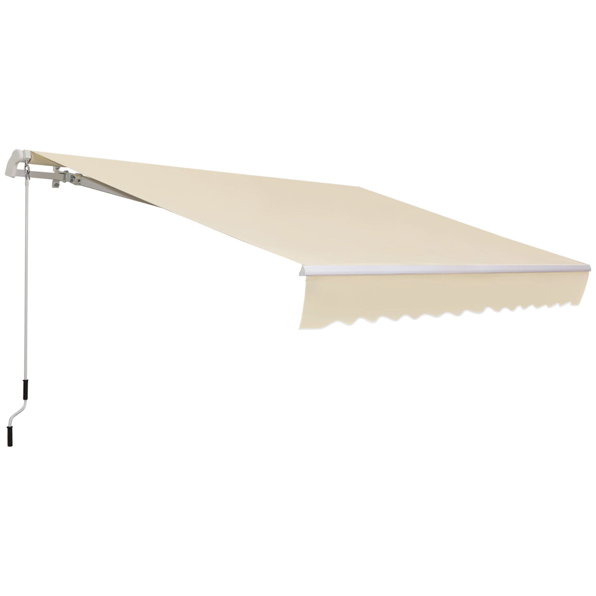 Outsunny - 12' x 8' Retractable Awning Patio Awnings Sun Shade Shelter With Manual Crank Handle, 280G / M² Uv & Water-Resistant Fabric And Aluminum Frame For Deck, Balcony, Yard - Cream White - Best Buy Furniture