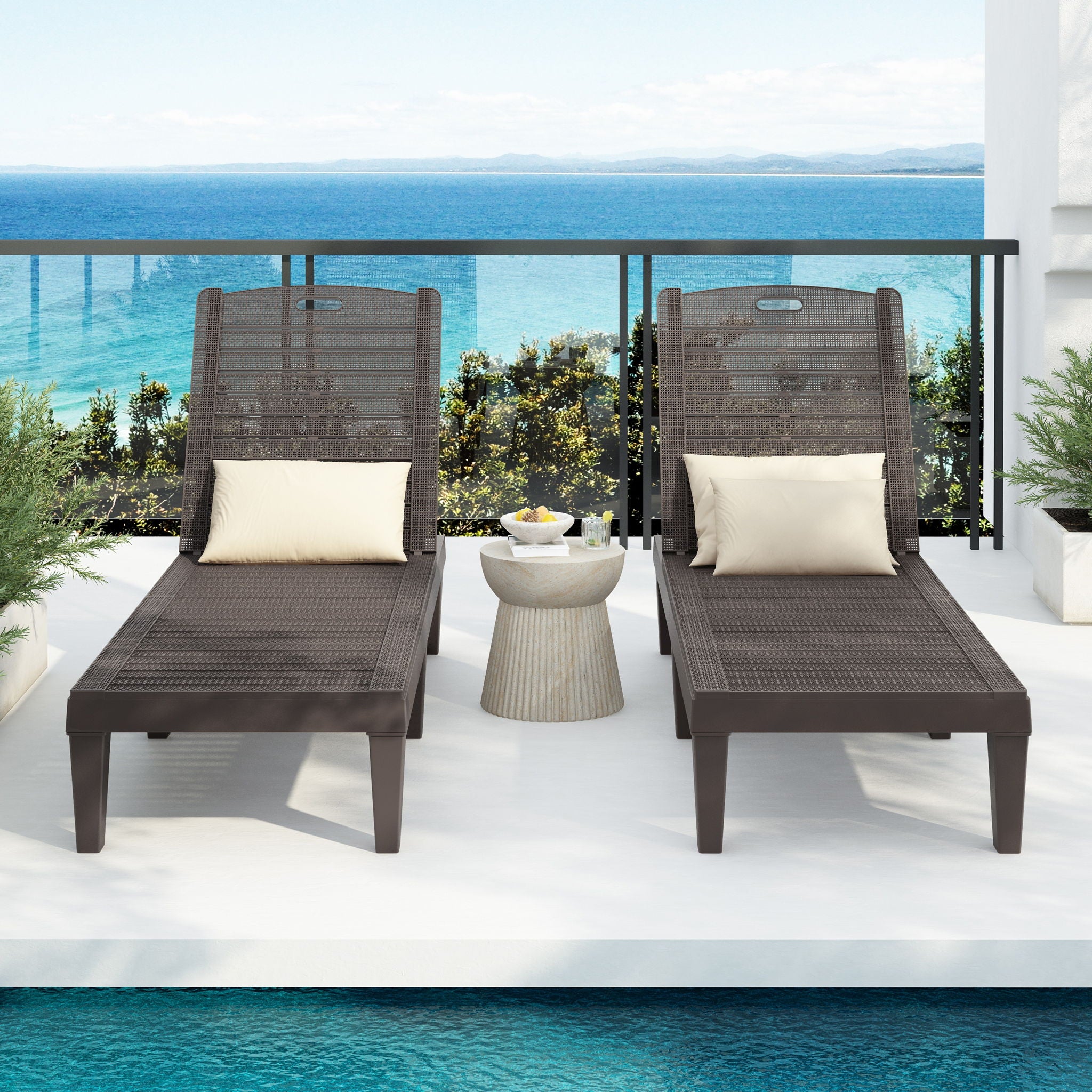 2 Piece Outdoor Chaise Lounges With Adjustable Backrest - Best Buy Furniture