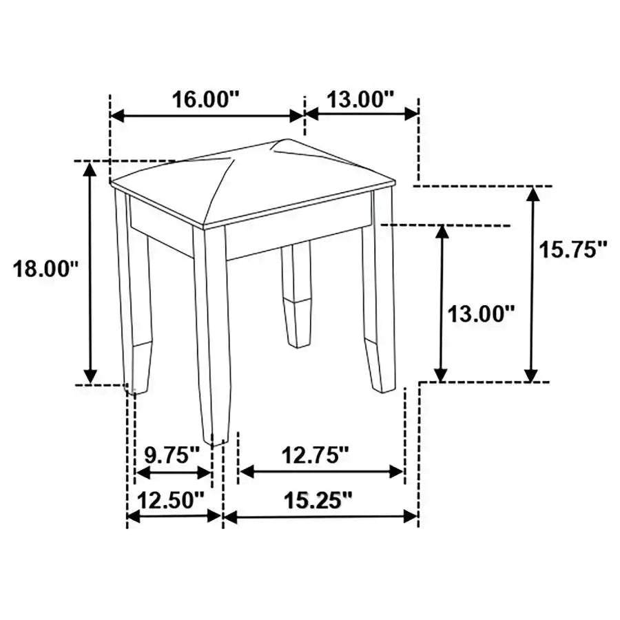 Felicity - Upholstered Vanity Stool - Metallic And Glossy White - Best Buy Furniture