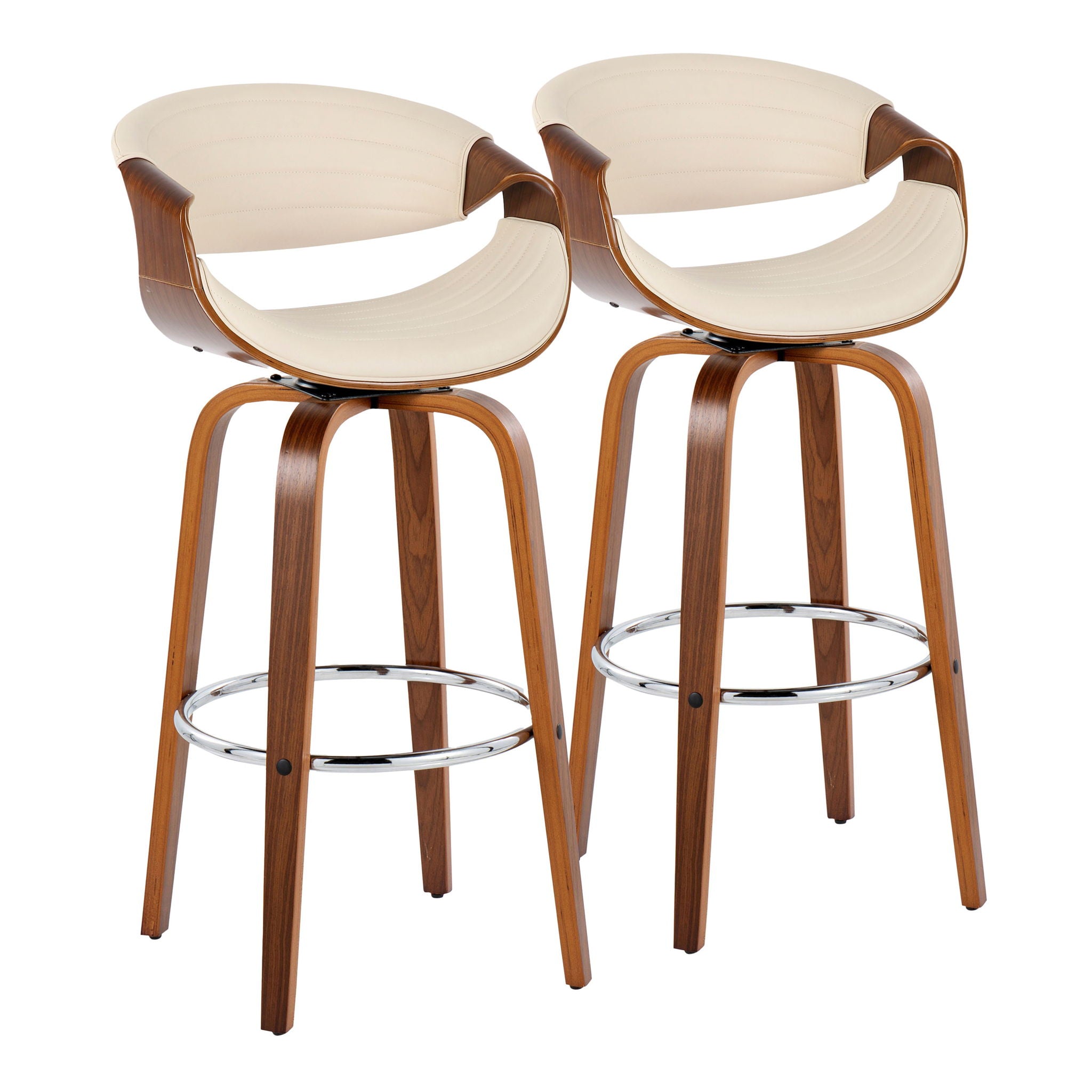 Symphony - Mid Century Modern Fixed Height Barstool With Swivel With Round Footrest (Set of 2) - Best Buy Furniture
