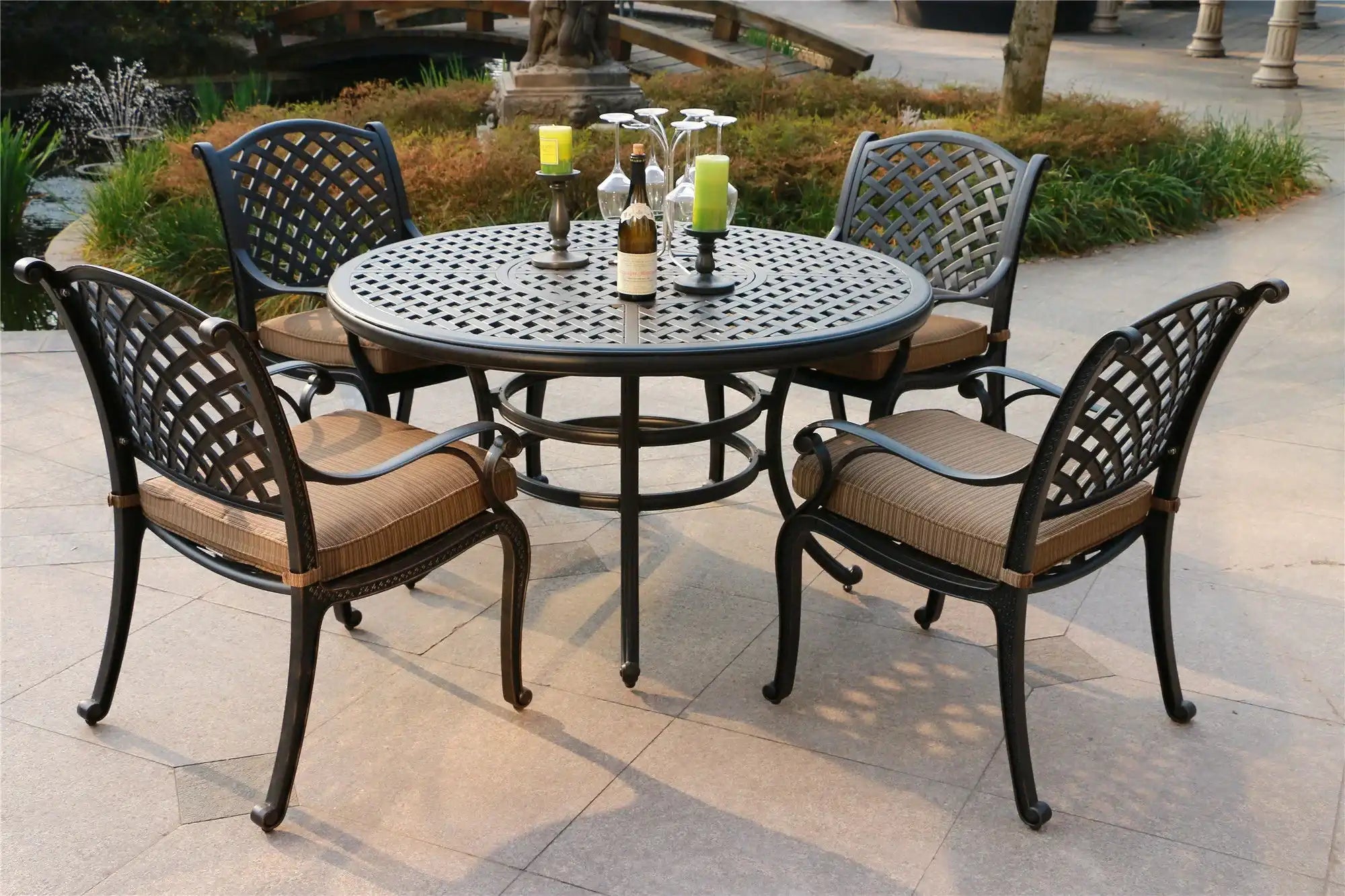 Round 4 Person 51.97" Long Dining Set With Cushions - Best Buy Furniture
